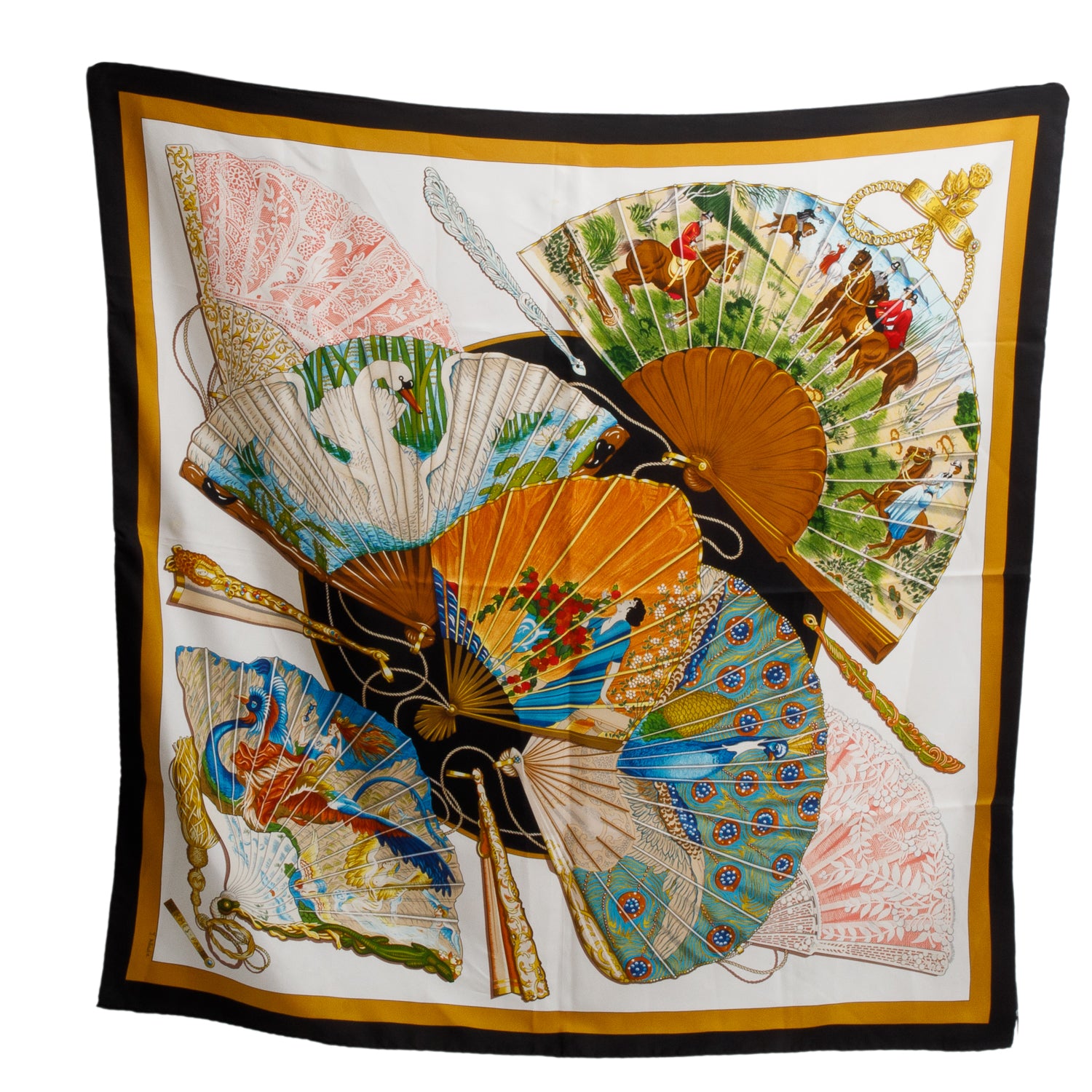 Hermes Multicolor 'Brise de Charme' Silk Scarf 90 w/ Box