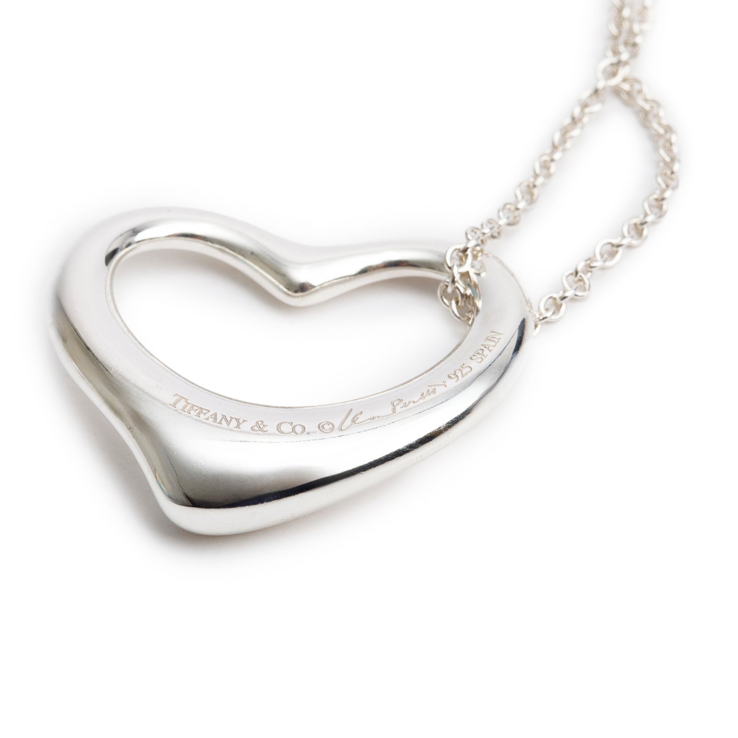Tiffany & Co. Sterling Silver Elsa Peretti Open Heart Pendant Necklace, 27 MM