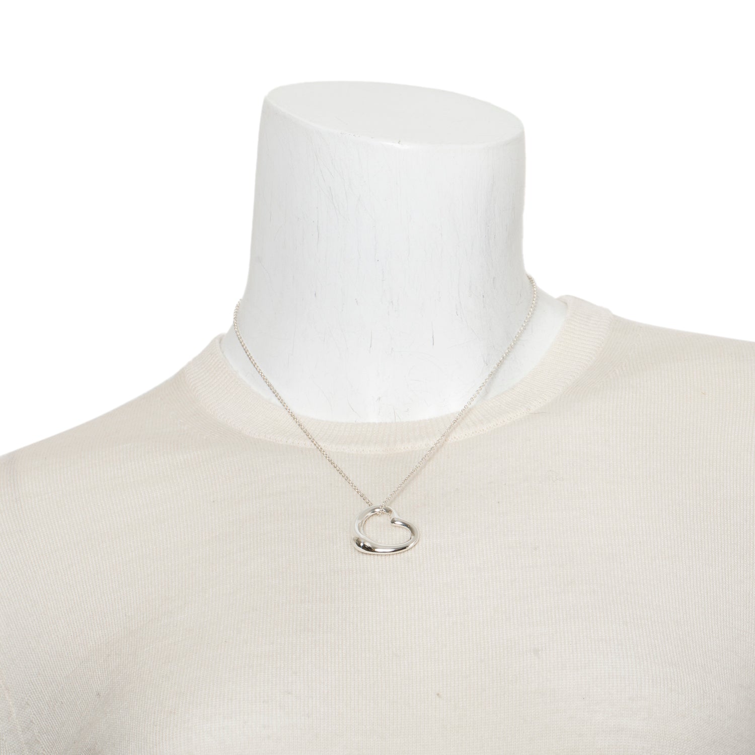 Tiffany & Co. Sterling Silver Elsa Peretti Open Heart Pendant Necklace, 27 MM