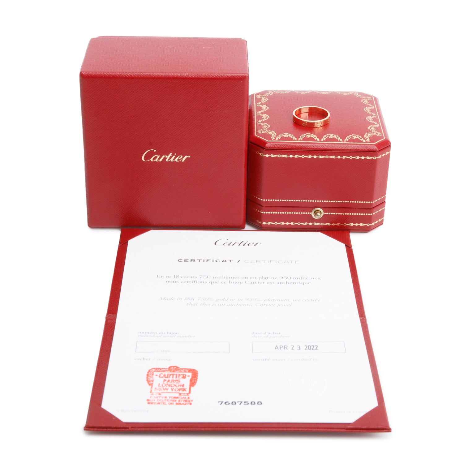 Cartier 2022 18k Yellow Gold 3.6 mm Love Wedding Band Ring, Size 56 7.75 w/ Box & Certificate