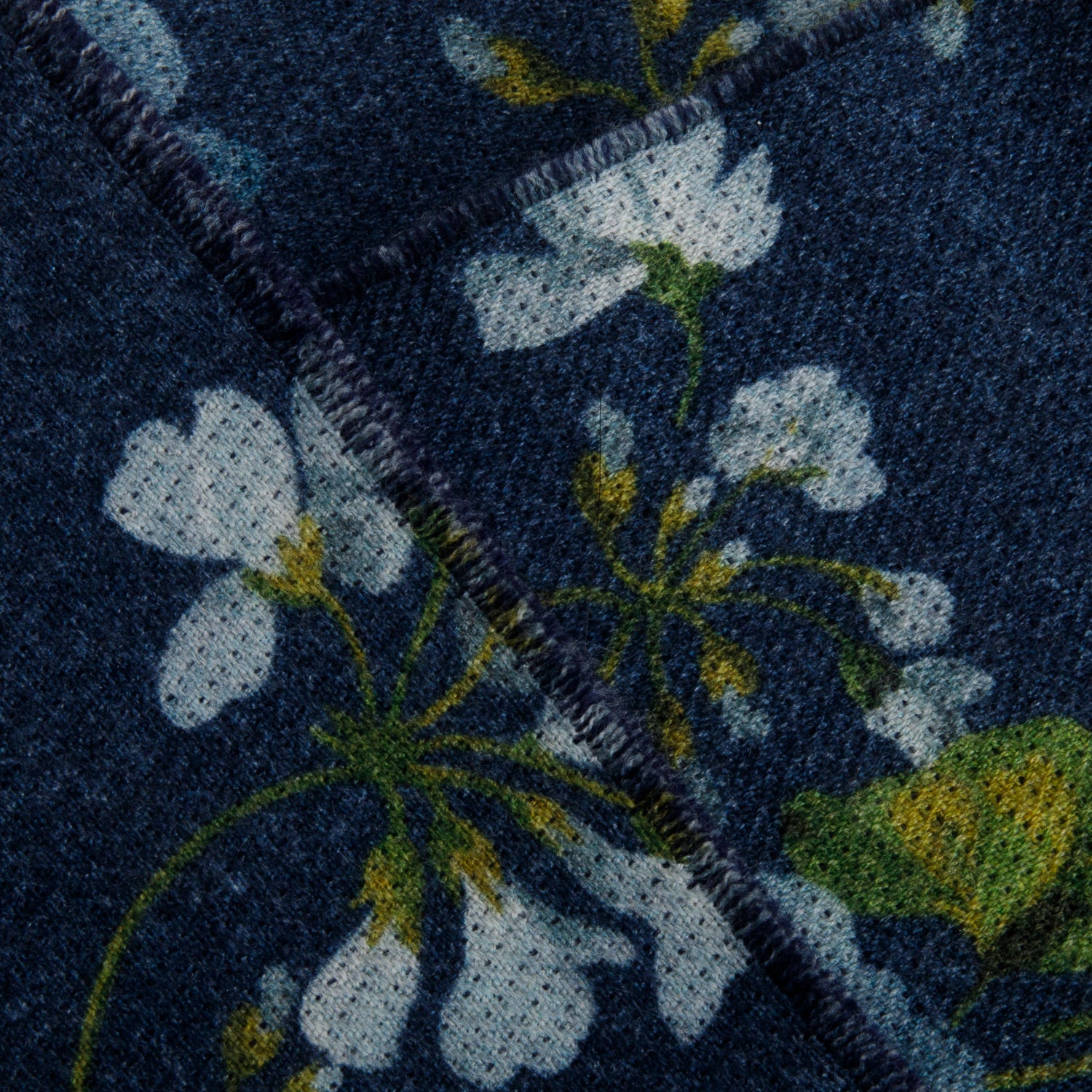 Gucci Blue Floral Monogram Reversible Wool Scarf w/ Box