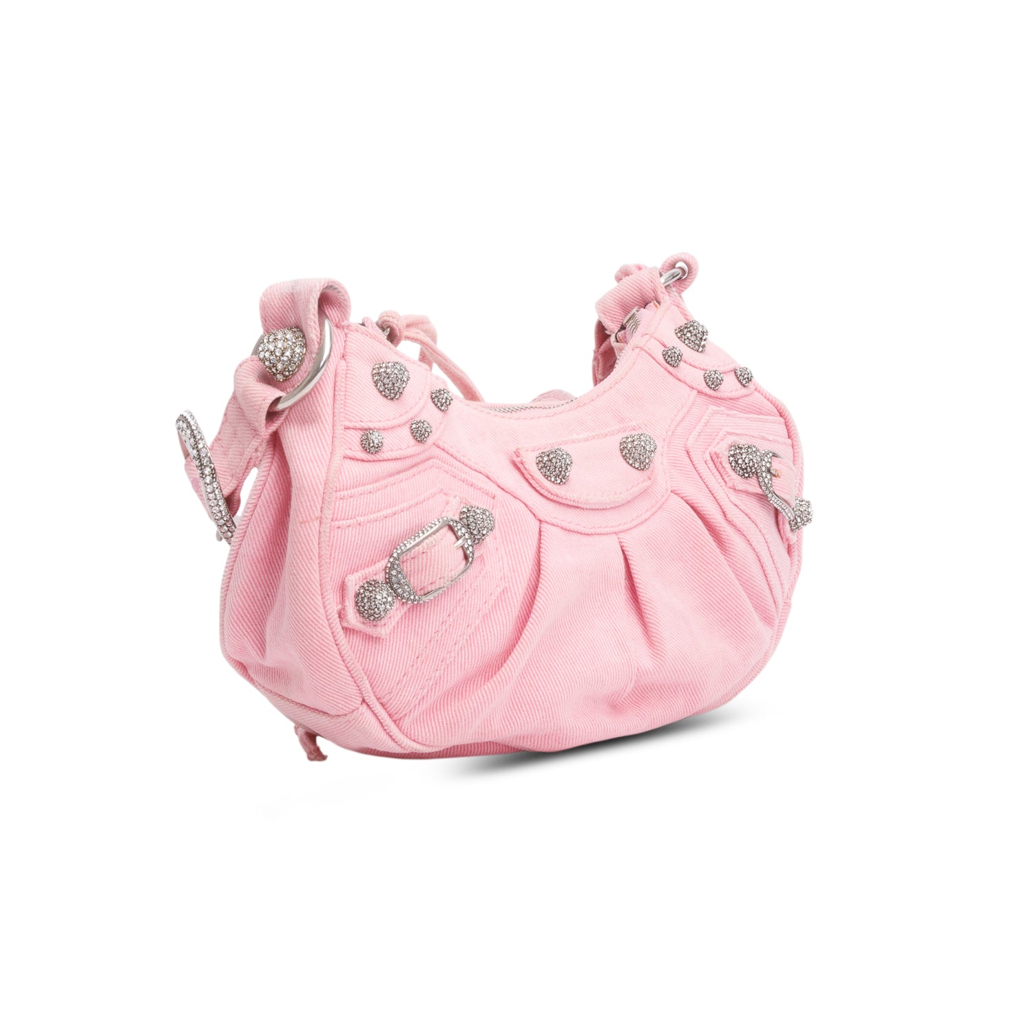 Balenciaga Pink Denim Le Cagole XS Shoulder Bag