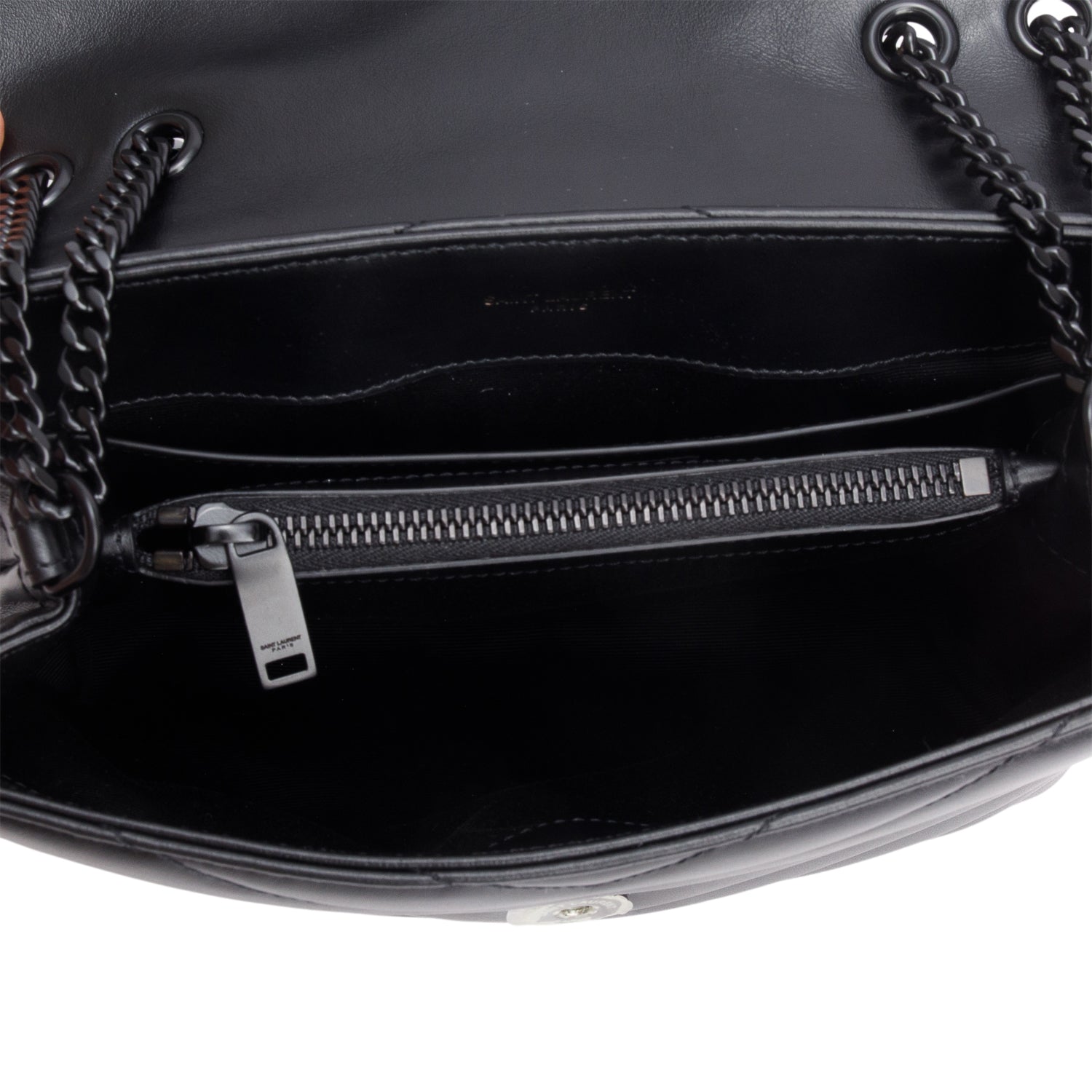 Saint Laurent 2022 Black Y Chevron Leather Small LouLou Shoulder Bag w/ Box