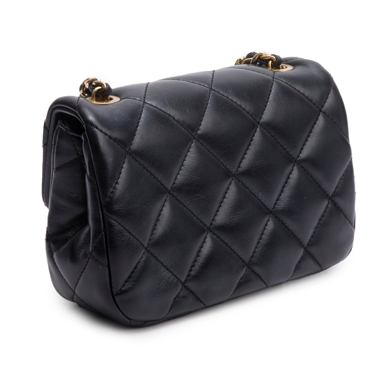 Chanel Black Quilted Calfskin Leather Mini CC Matelasse Flap Bag w/ Box