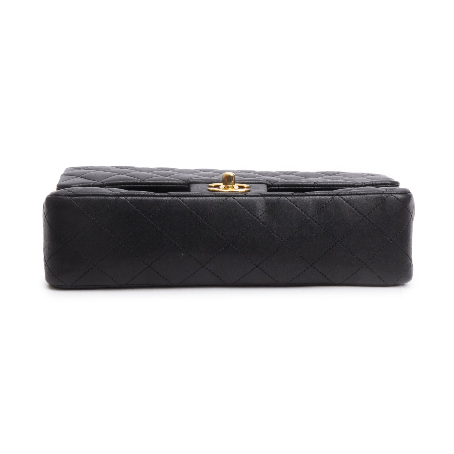Chanel Black Quilted Lambskin Leather Classic Medium Double Flap Bag