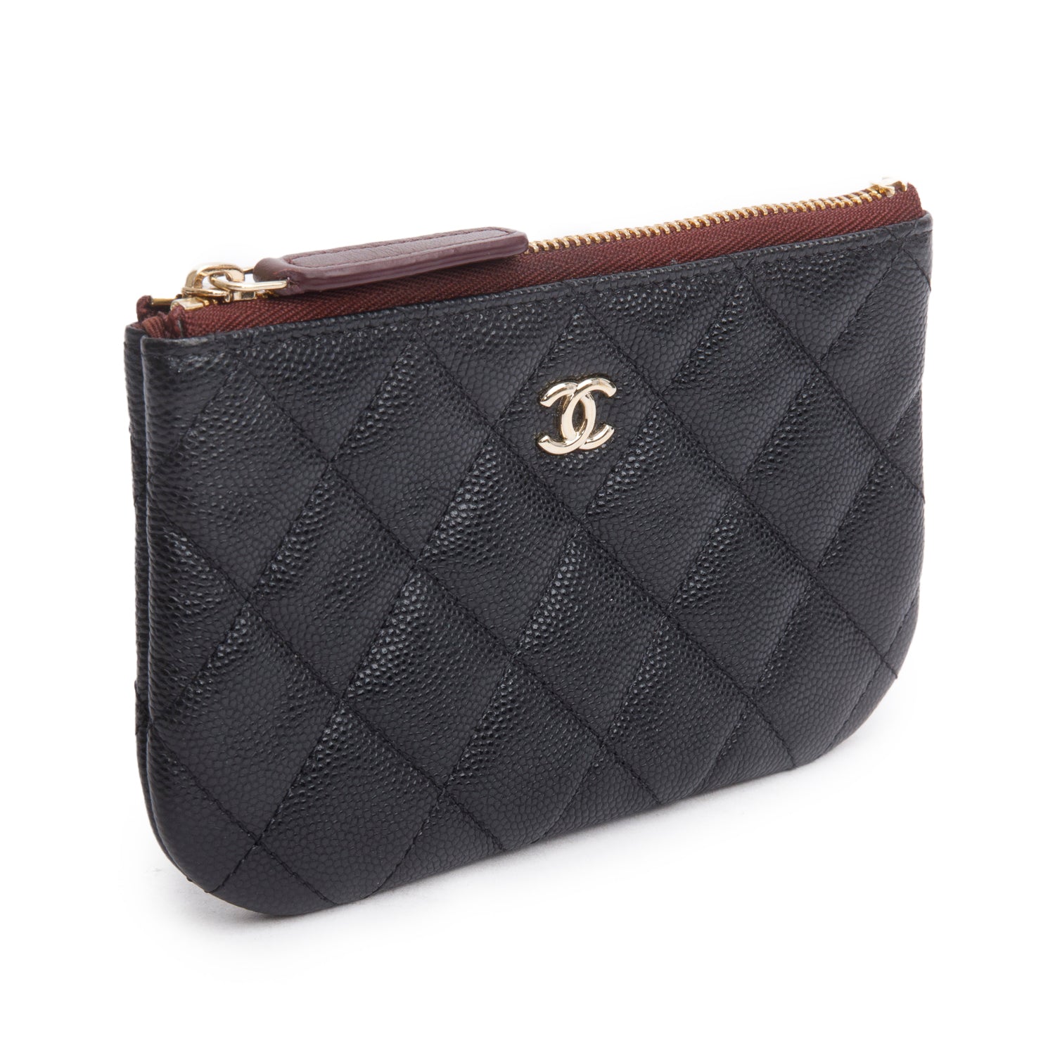Chanel 2024 Black Quilted Caviar Leather Small Classic Zipped Pouch w/ Box & Receipt