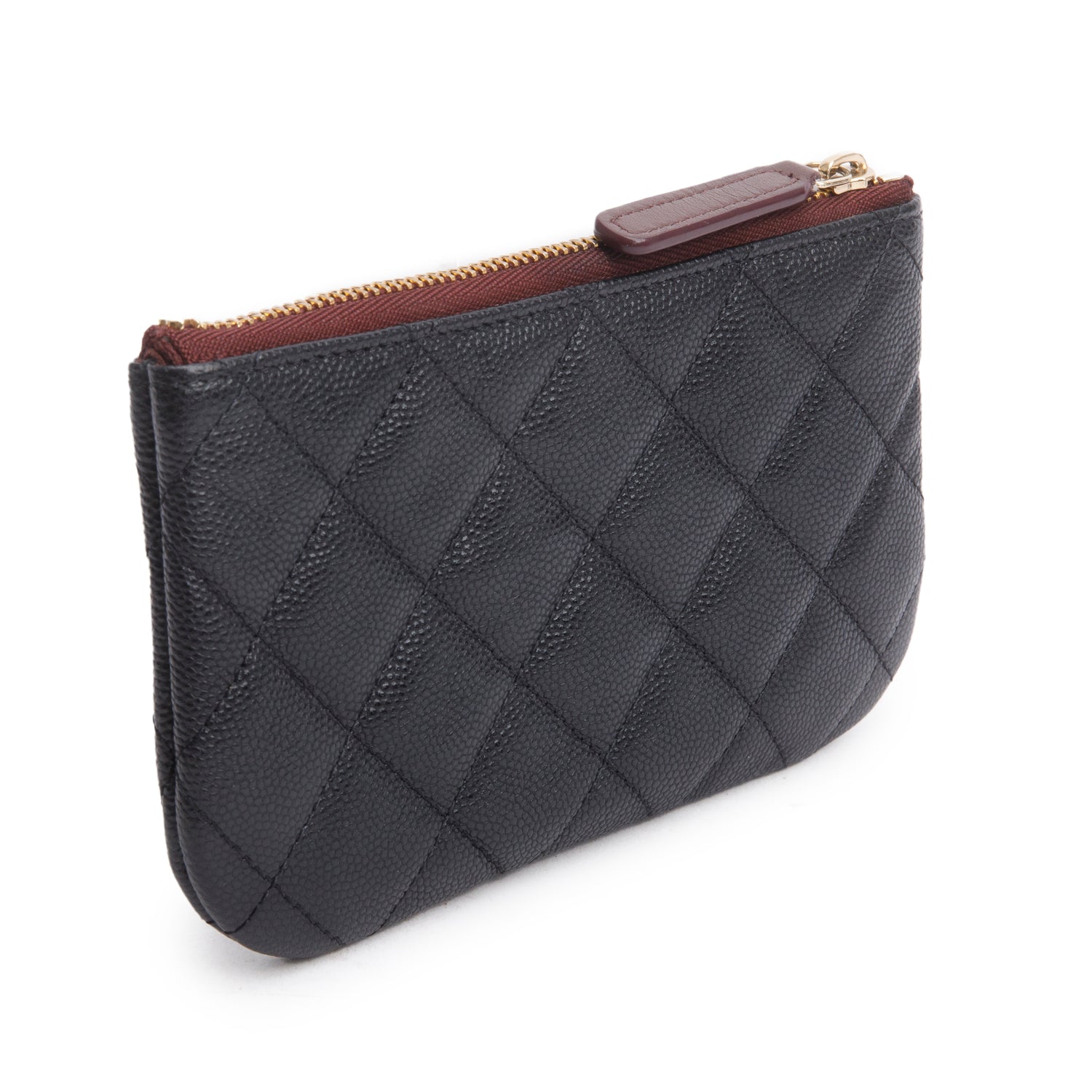 Chanel 2024 Black Quilted Caviar Leather Small Classic Zipped Pouch w/ Box & Receipt