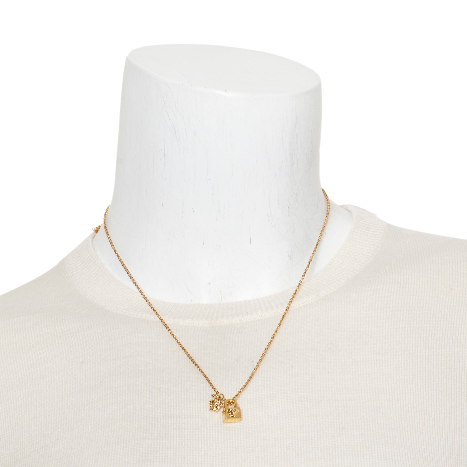 Versace Gold Plated Padlock Medusa Charm Necklace