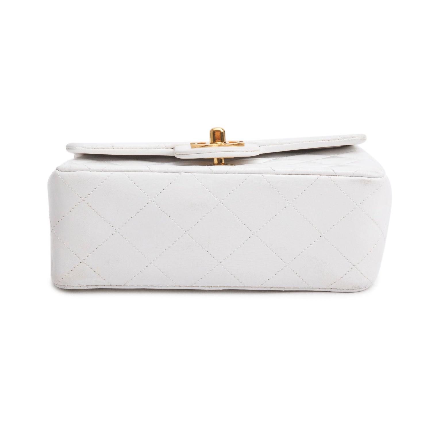 Chanel Vintage White Lambskin Quilted Mini Square Flap Bag