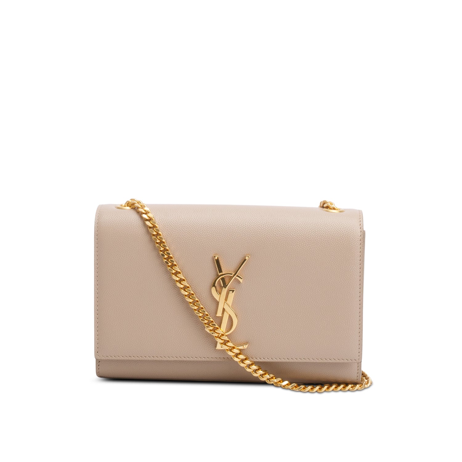 Saint Laurent 2022 Beige Grain De Poudre Small Monogram Kate Satchel w/ Box & Receipt