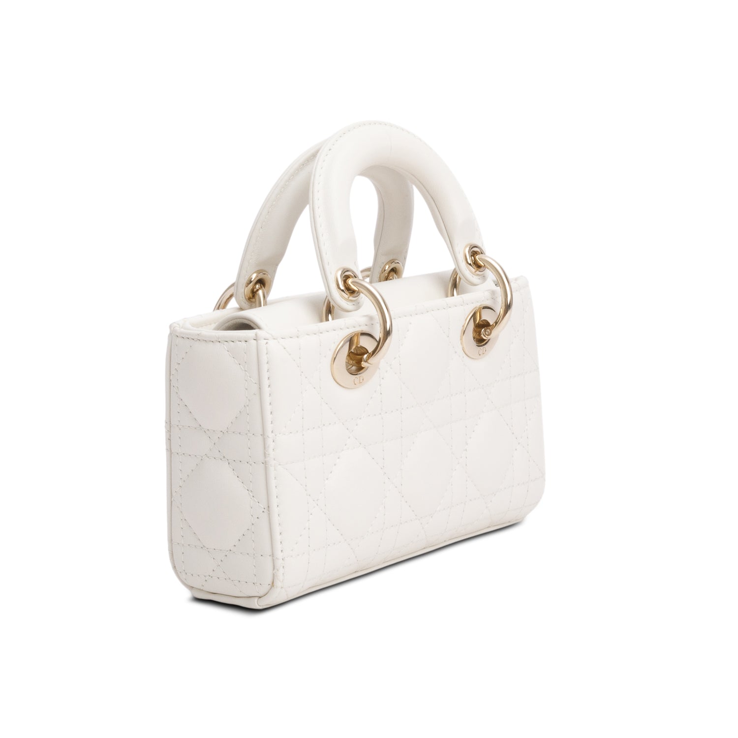 Christian Dior 2024 White Lambskin Cannage Micro Lady D-Joy w/ Box & Straps