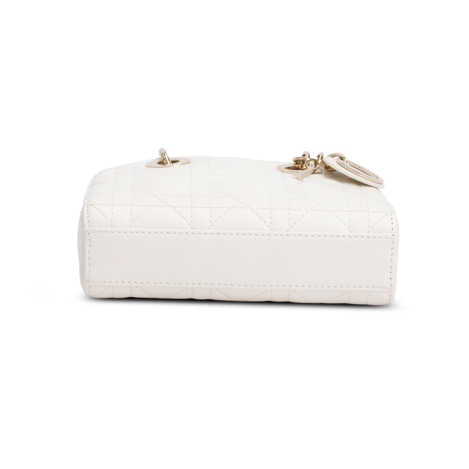 Christian Dior 2024 White Lambskin Cannage Micro Lady D-Joy w/ Box & Straps