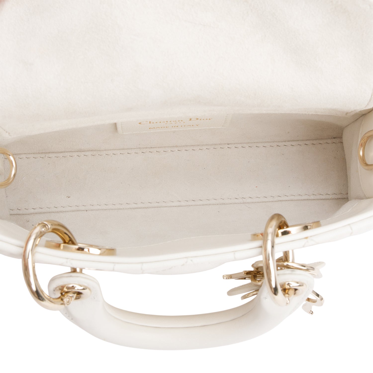 Christian Dior 2024 White Lambskin Cannage Micro Lady D-Joy w/ Box & Straps