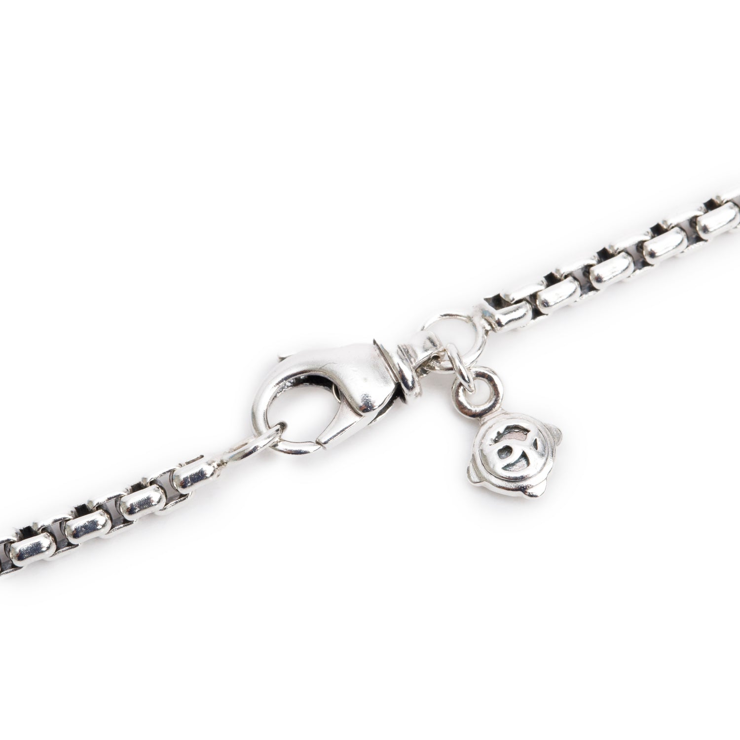 David Yurman Sterling Silver 10 Diamond Ball Station Long Box Chain Necklace