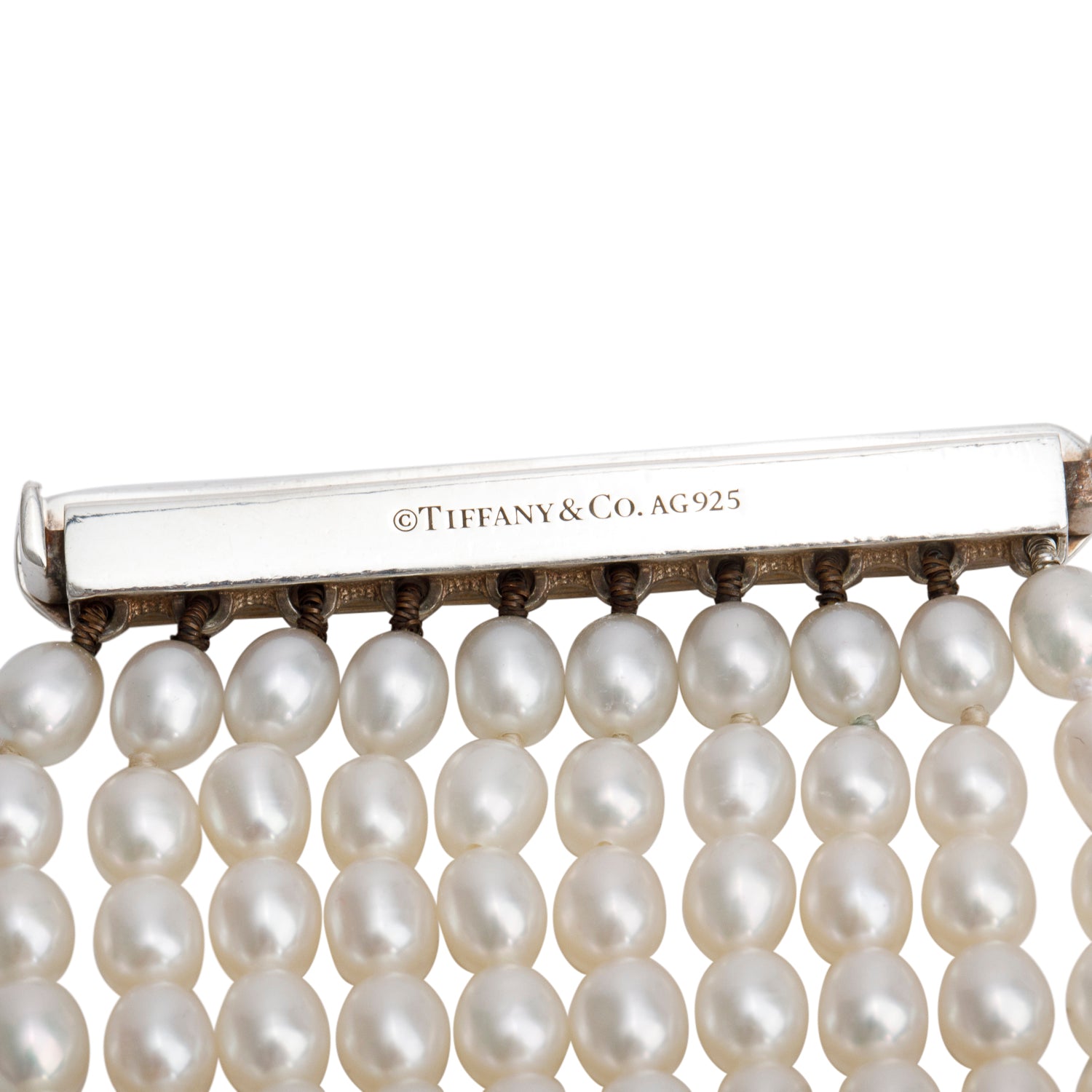 Tiffany & Co. Sterling Silver Ziegfeld 10 Row Cultured Freshwater Pearl Bracelet w/ Box