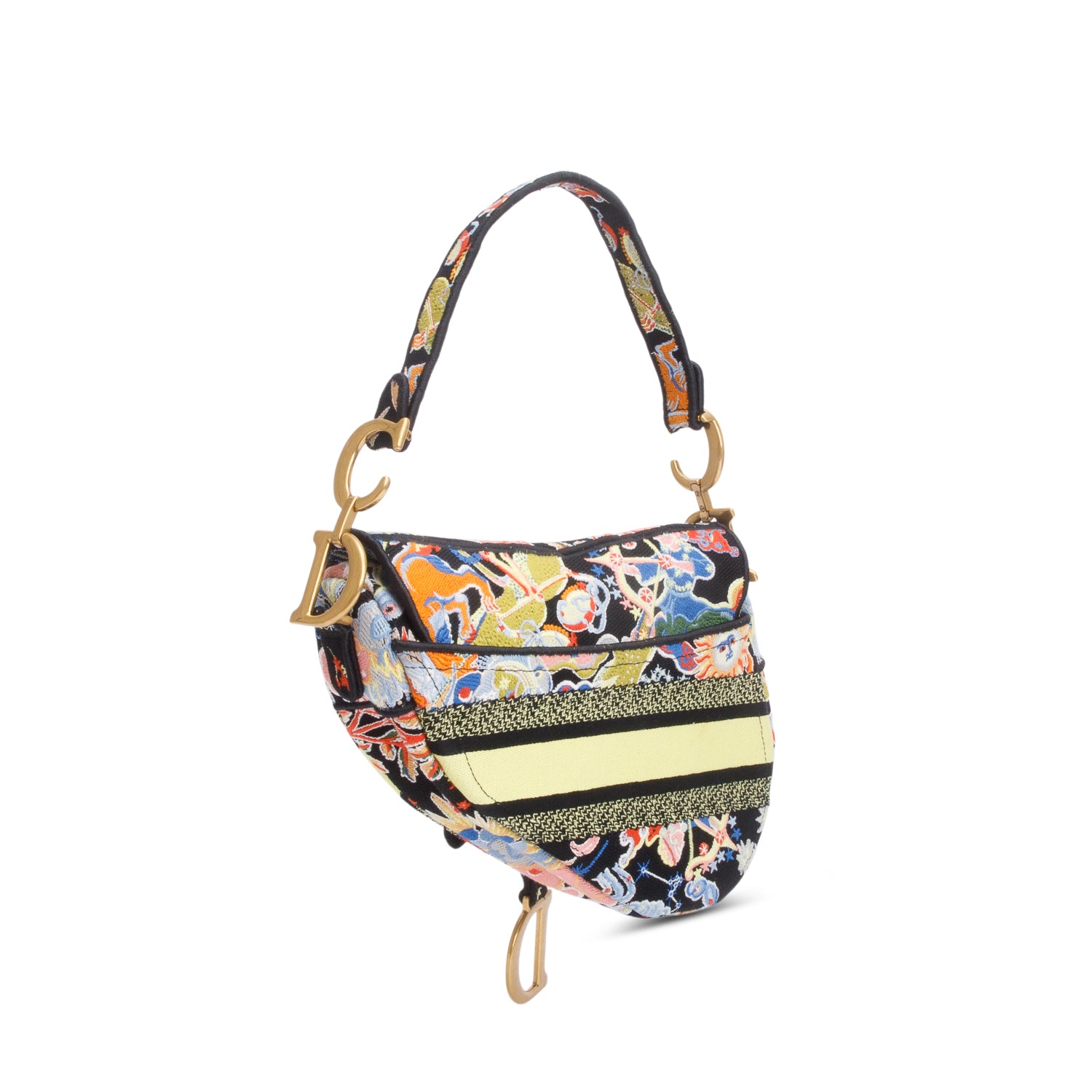 Christian Dior Multicolor Canvas Embroidered Zodiac Fantastico Saddle Bag w/ Box, Strap & Receipt