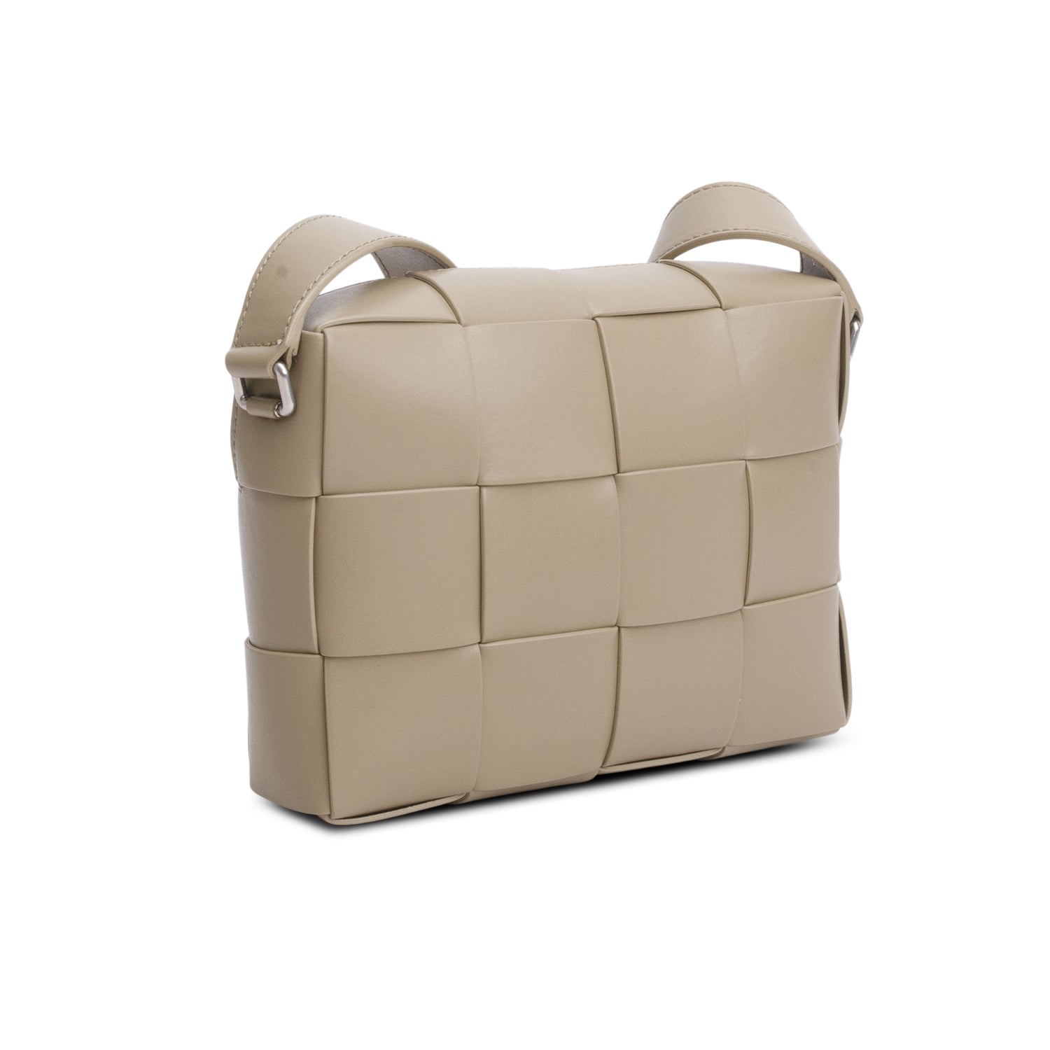 Bottega Veneta Taupe Lambskin Maxi Intrecciato Cassette Crossbody Bag
