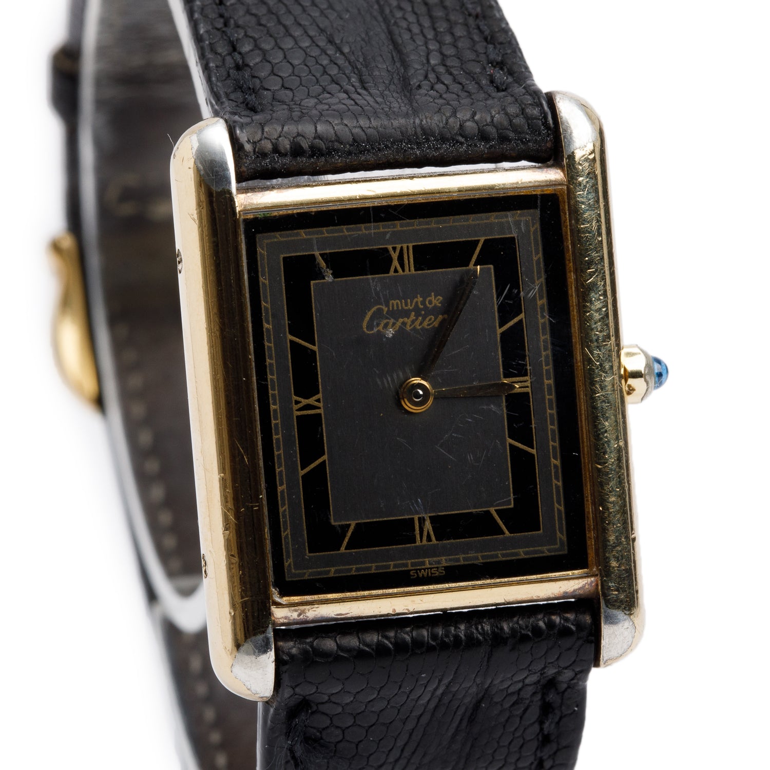 Cartier Vintage 18k Gold Vermeil Sterling Silver Argent Must de Cartier Tank Quartz Watch 681006 w/ Box