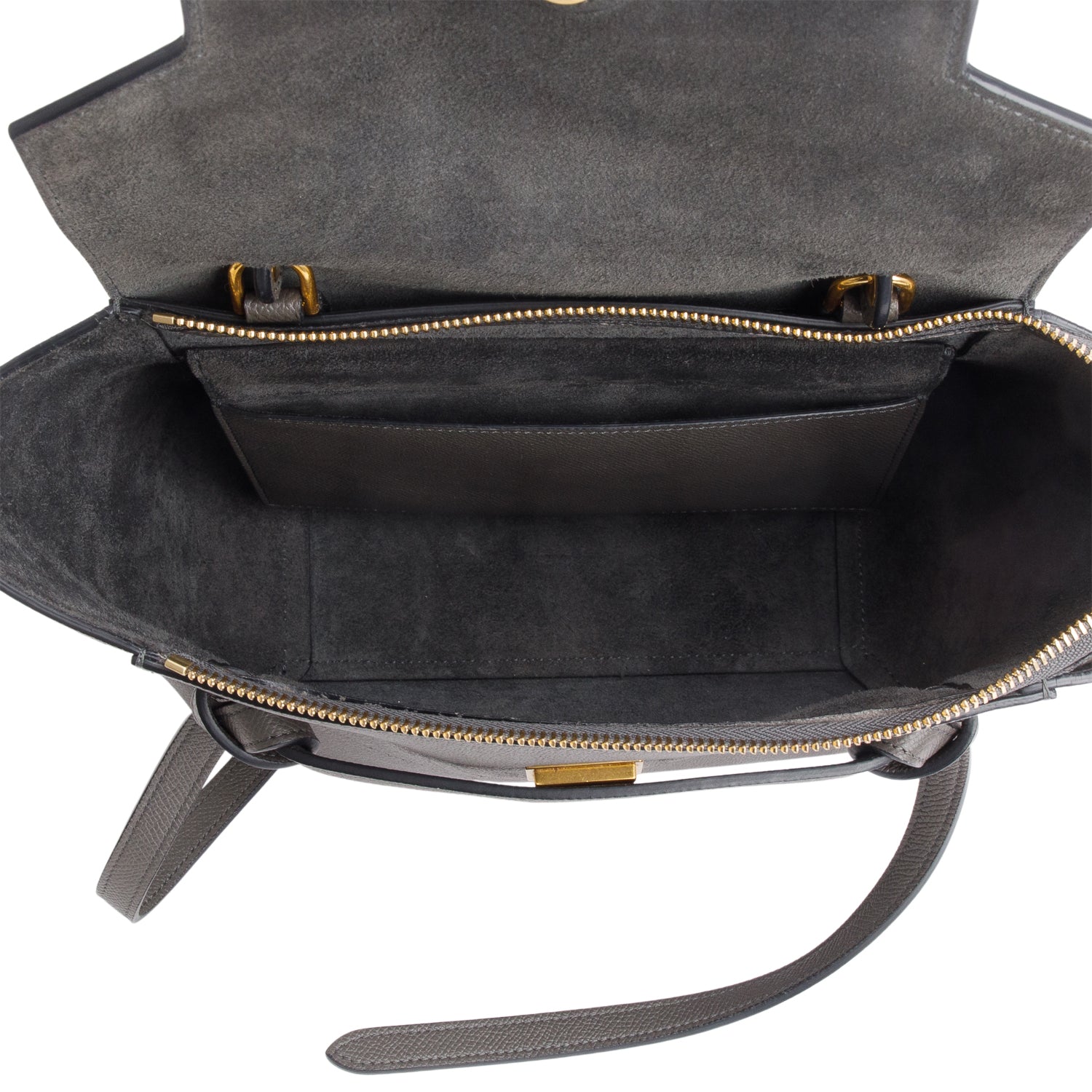 Celine Grey Grained Calfskin Micro Belt Bag w/ Strap