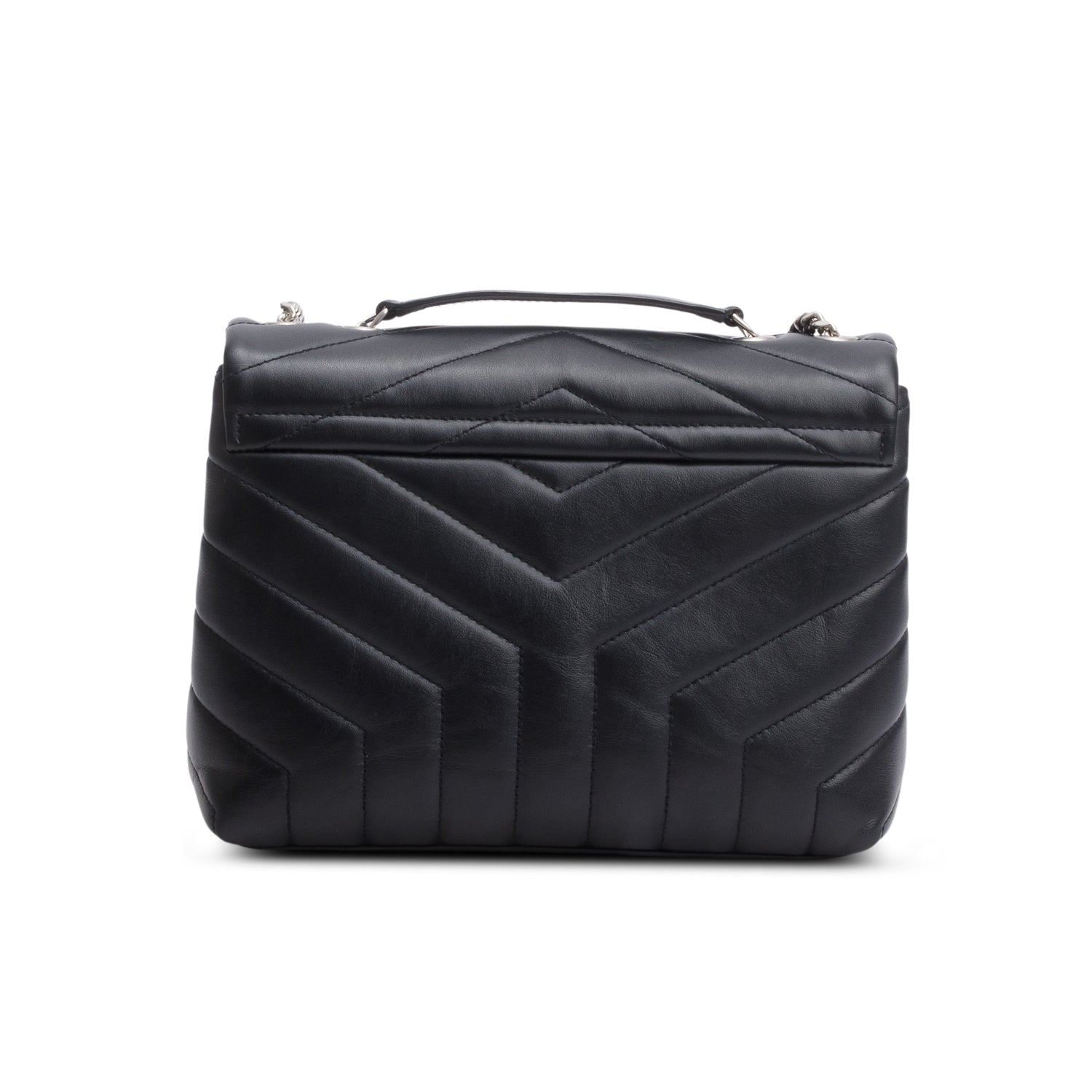 Saint Laurent 2021 Black Y Chevron Leather Small LouLou Shoulder Bag w/ Box & Receipt