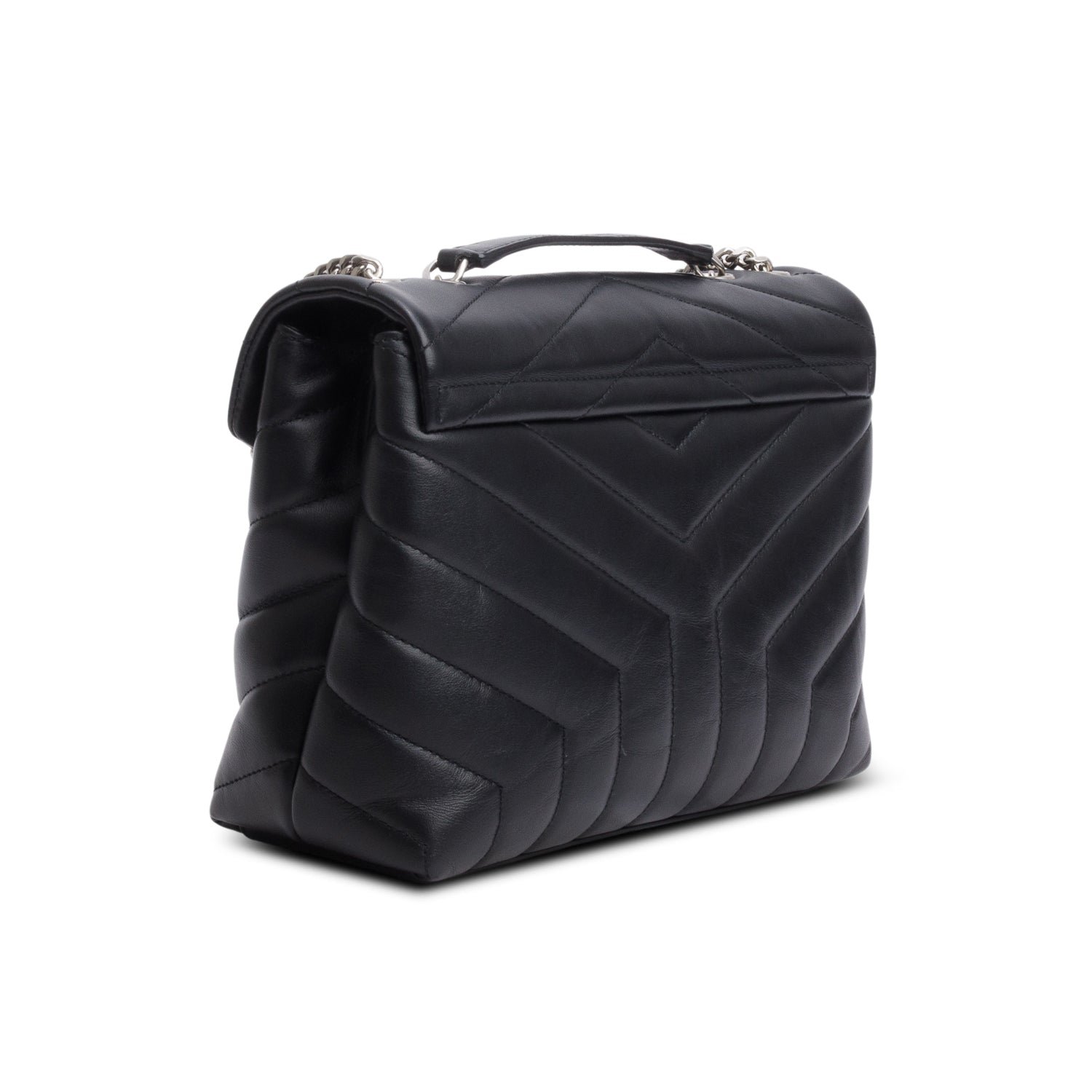 Saint Laurent 2021 Black Y Chevron Leather Small LouLou Shoulder Bag w/ Box & Receipt