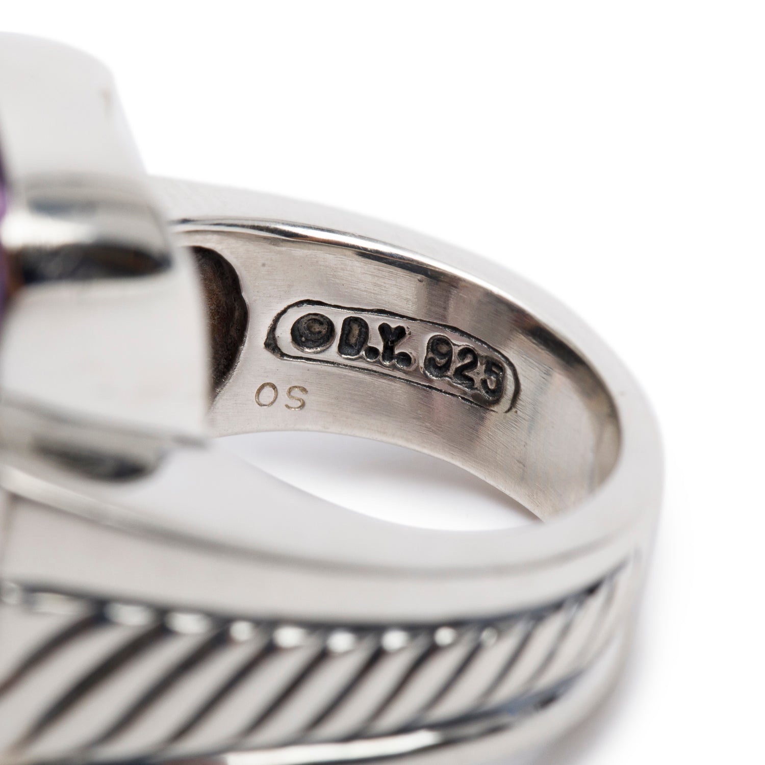 David Yurman Sterling Silver Amethyst & Diamond Deco Cocktail Ring, Size 6