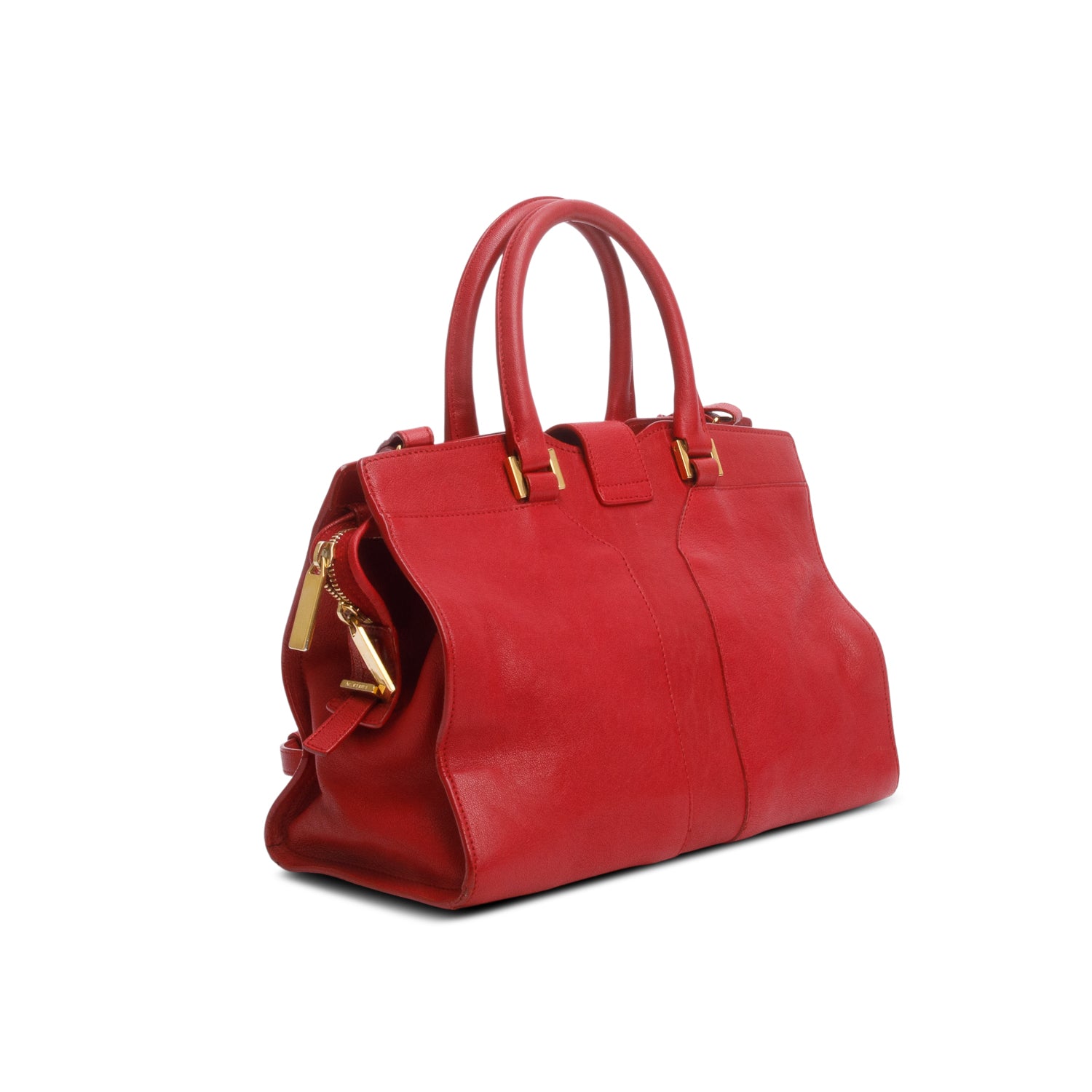 Saint Laurent Red Calfskin Small Classic Y Cabas w/ Strap