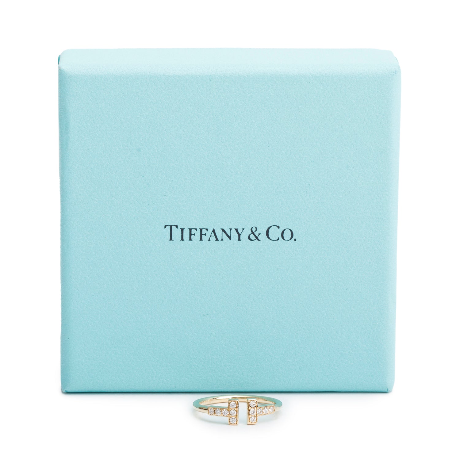 Tiffany & Co. 18k Yellow Gold T Wire Diamond Ring, Size 6.75 w/ Box