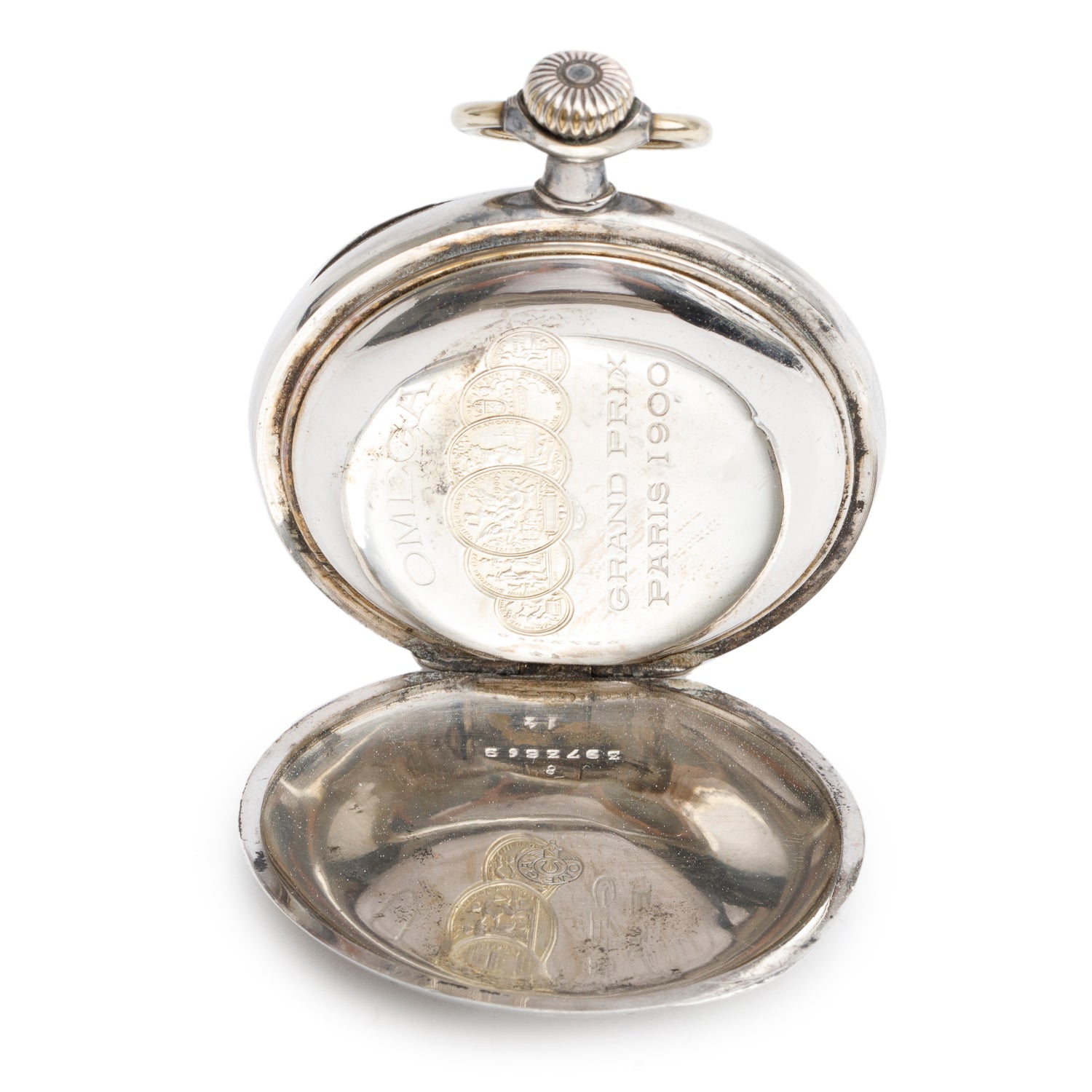 Omega Vintage Sterling Silver Grand Prix Paris 1900 Pocket Watch