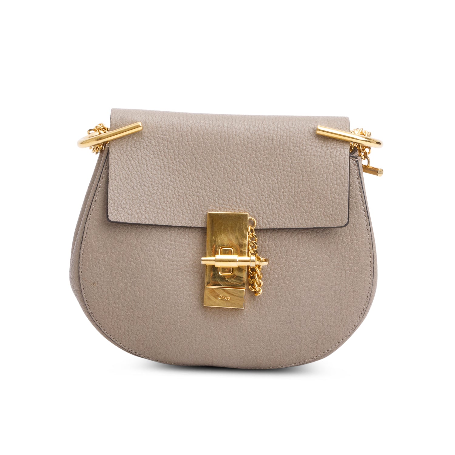 Chloe Taupe Grained Lambskin Mini Drew Shoulder Bag