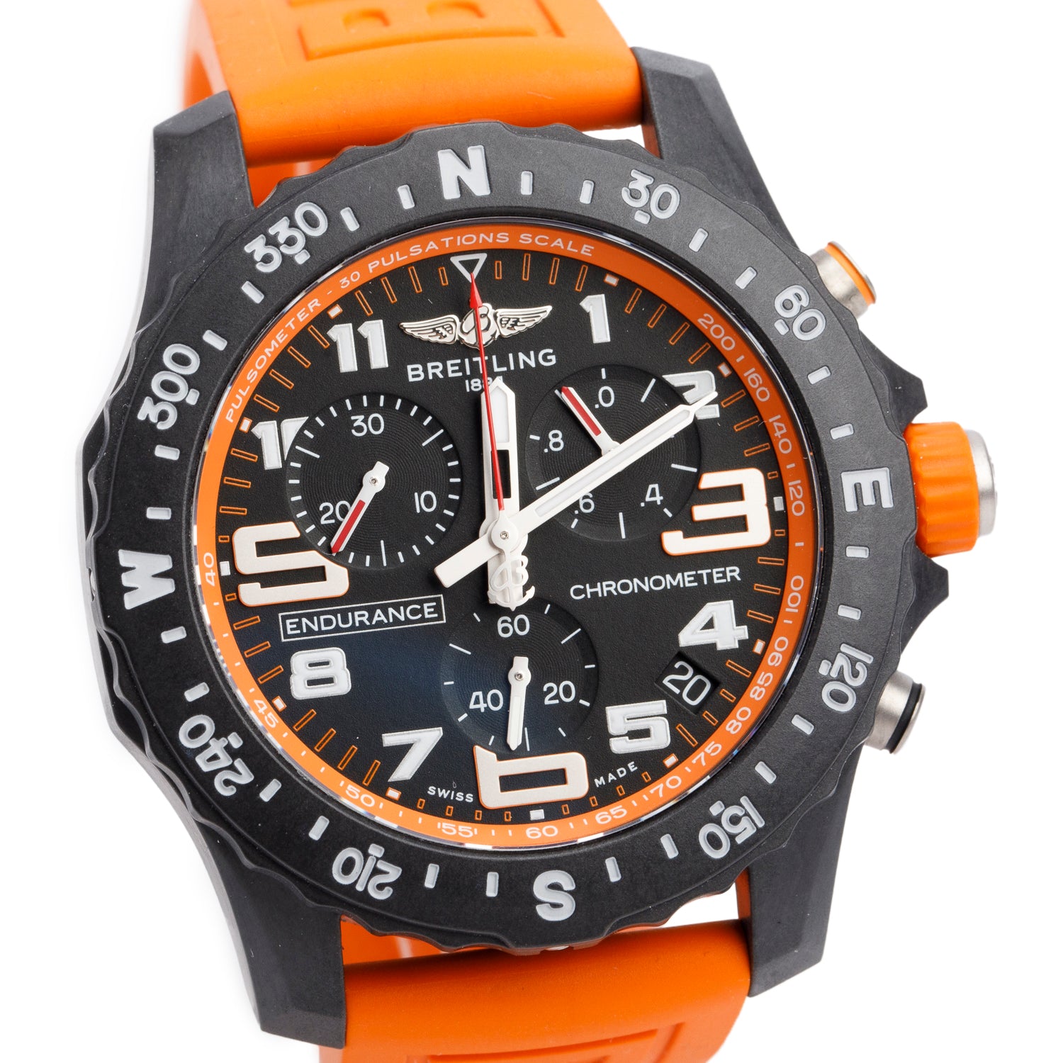Breitling 2023 Breitlight Black Polymer Endurance Pro 44MM Watch Orange X82310 w/ Box & Papers