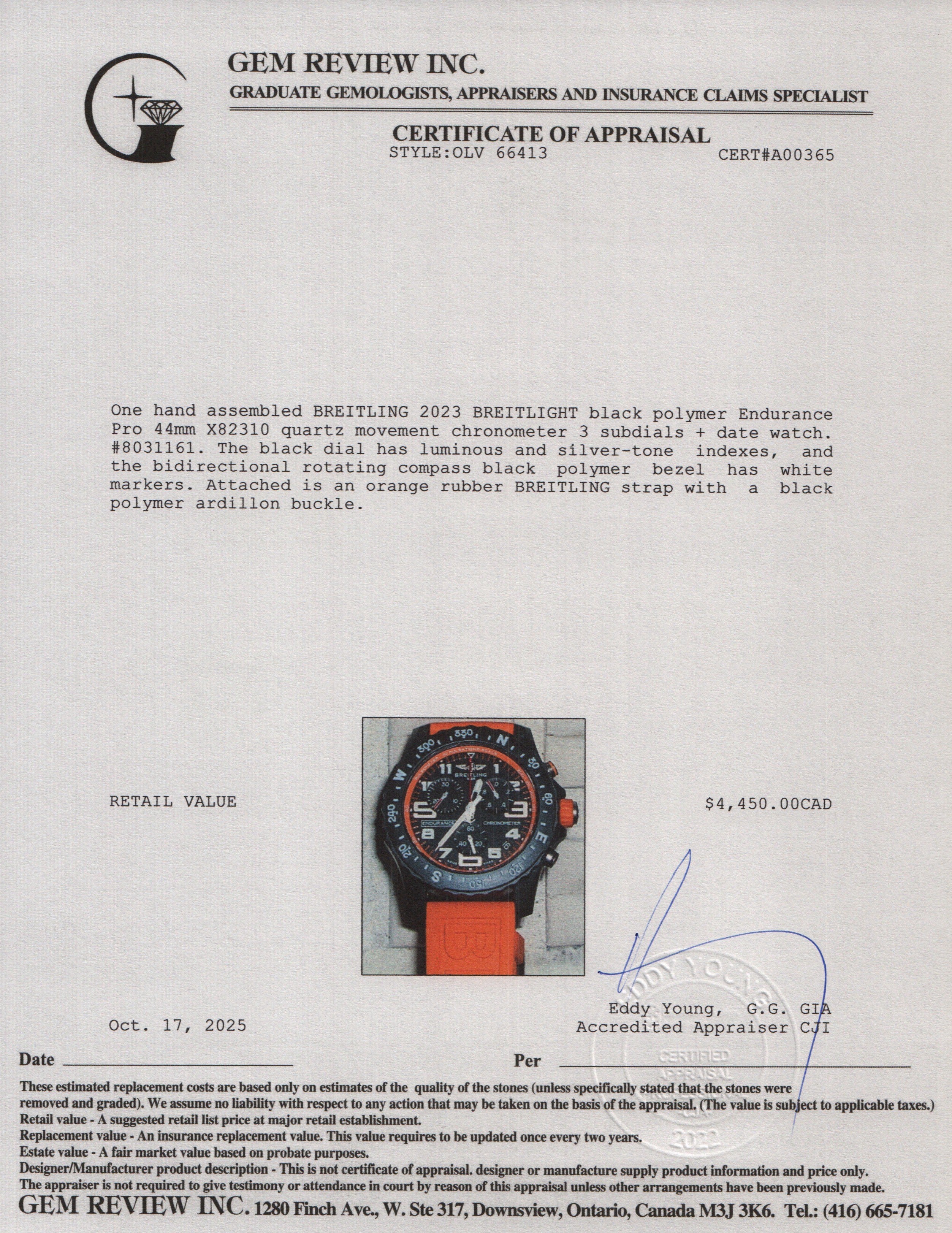 Breitling 2023 Breitlight Black Polymer Endurance Pro 44MM Watch Orange X82310 w/ Box & Papers