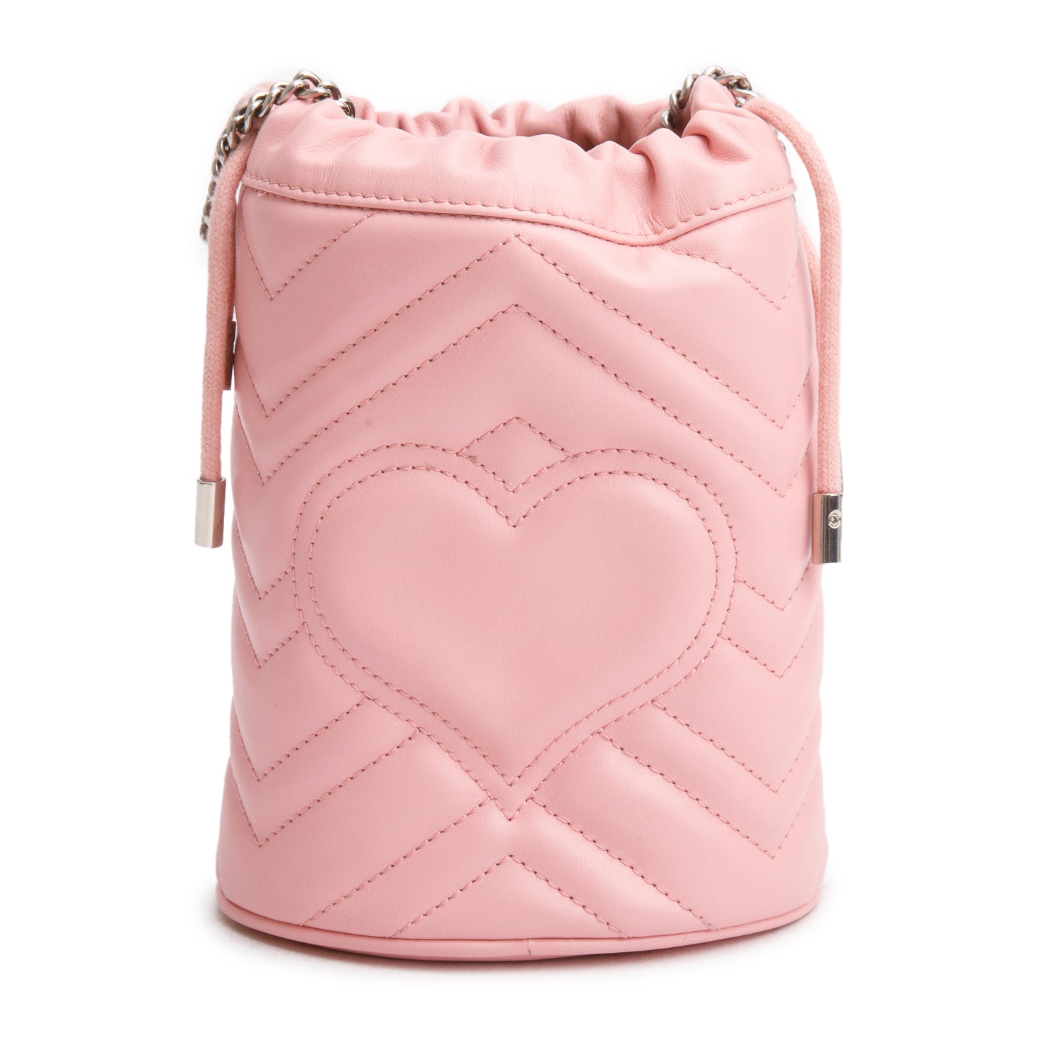 Gucci Pink Calfskin Matelasse Mini GG Marmont 2.0 Bucket Bag