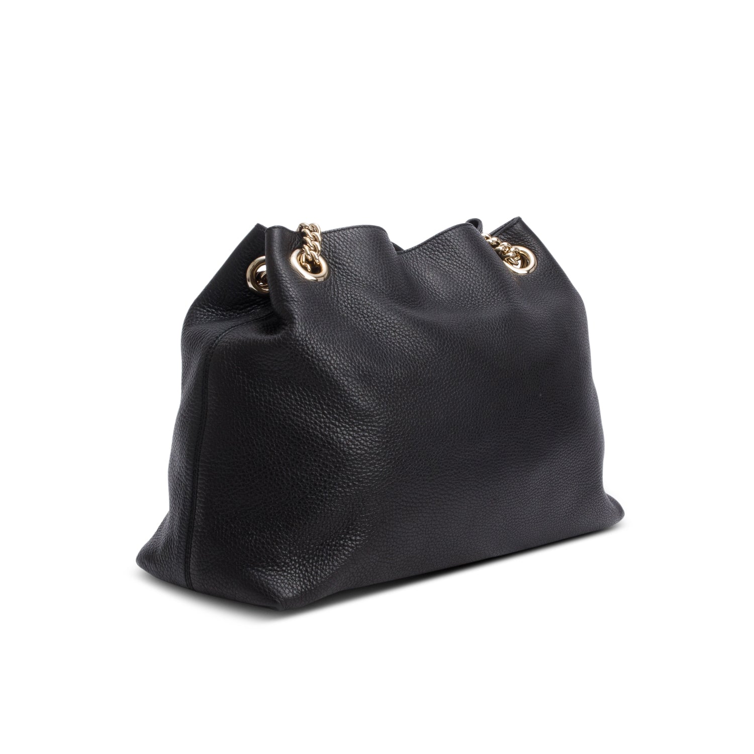 Gucci Black Grained Leather Medium Soho Chain Tote