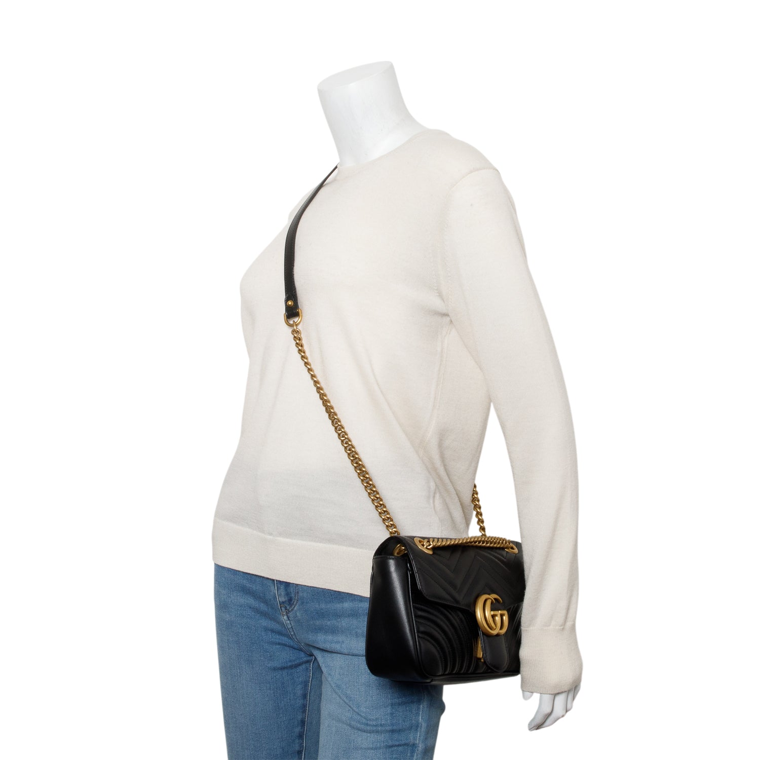 Gucci 2023 Black GG Marmont Matelasse Medium Shoulder Bag w/ Box & Receipt