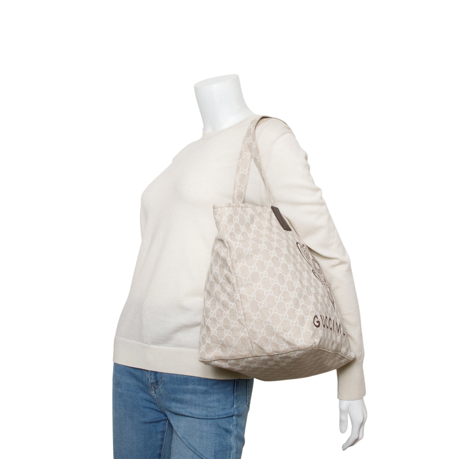 Gucci Neutral GG Canvas Museo Tote Bag