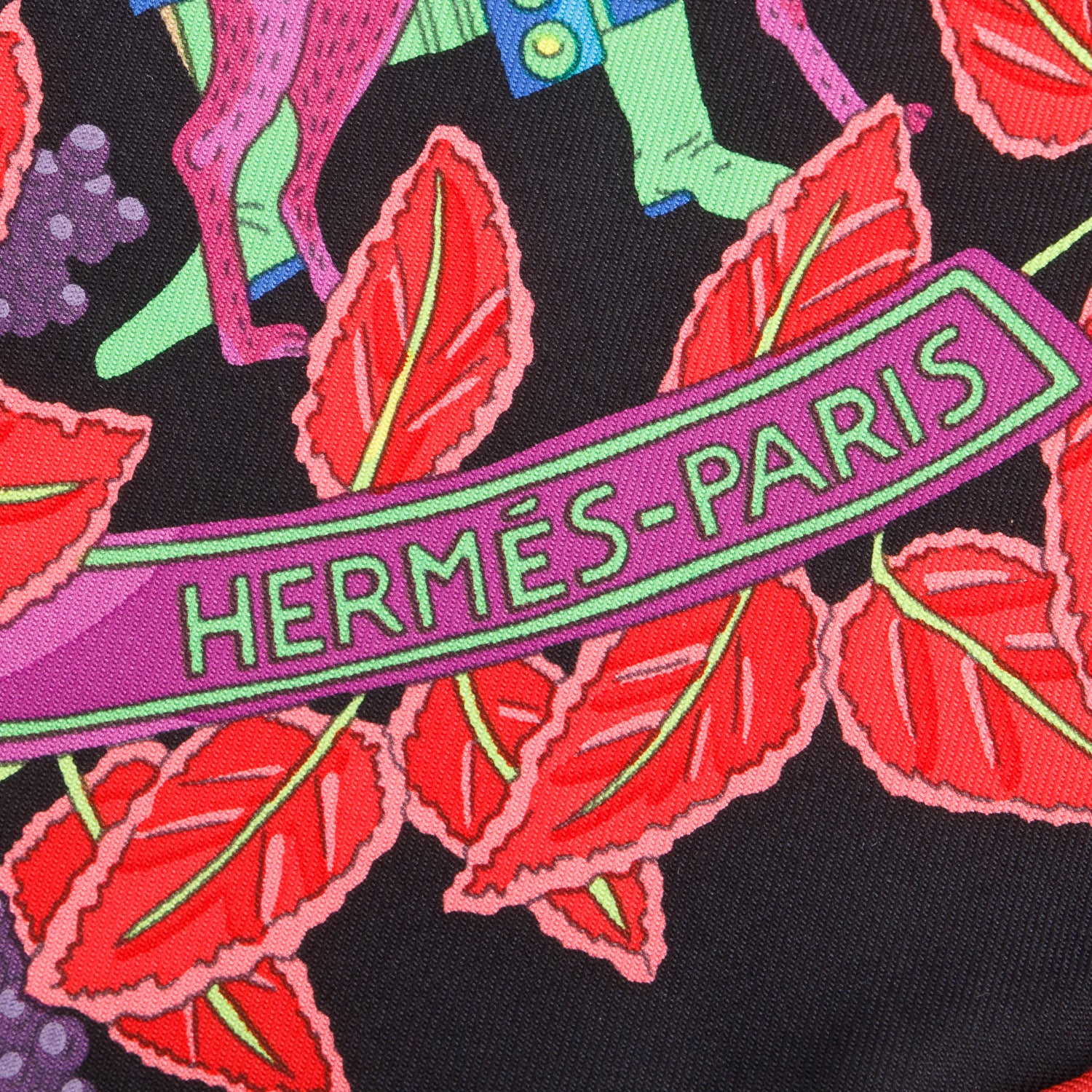 Hermes Black/Multicolor 'La Promenade de Platon' Silk Scarf 90