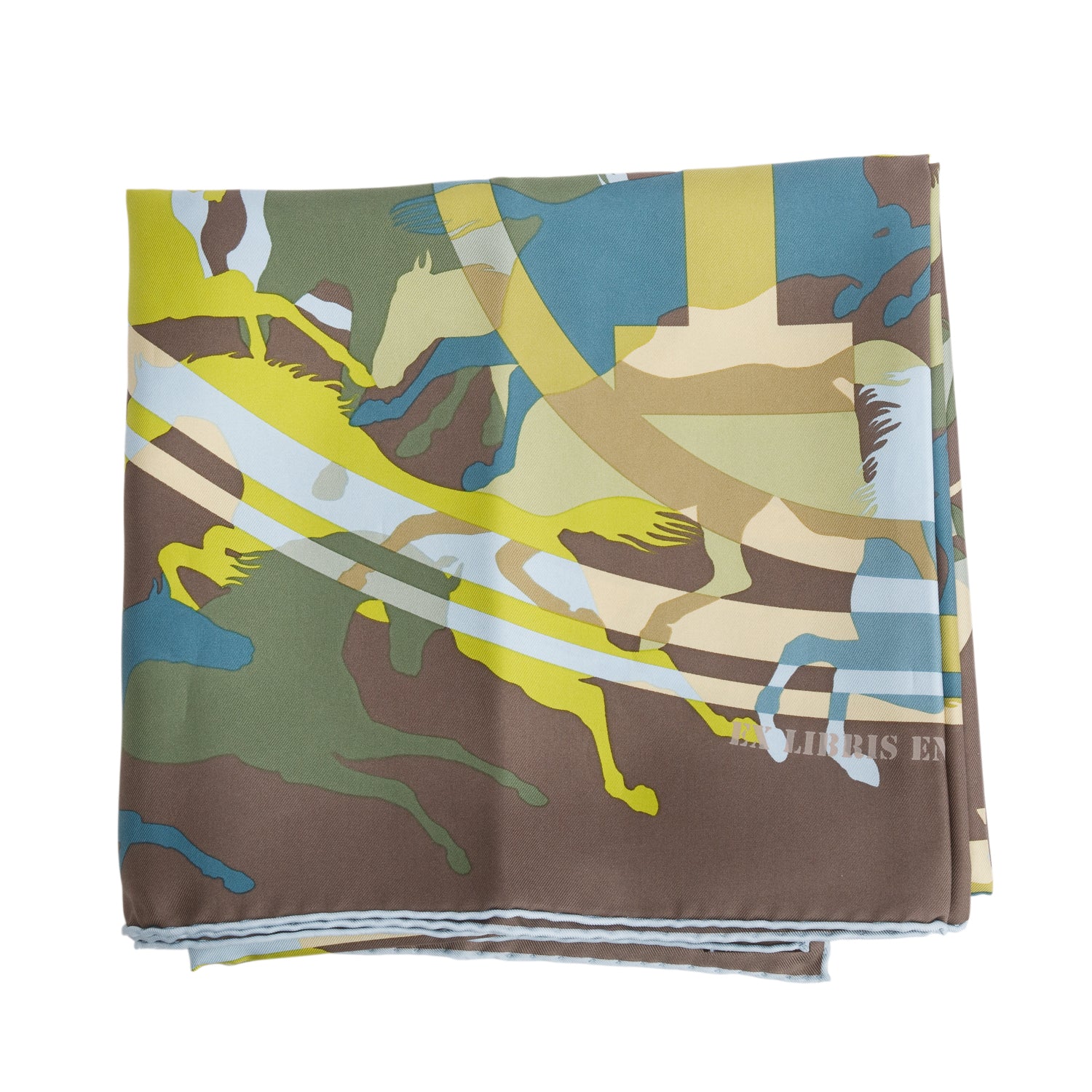 Hermes Multicolor 'Ex Libris en Camouflage' Silk Scarf 90