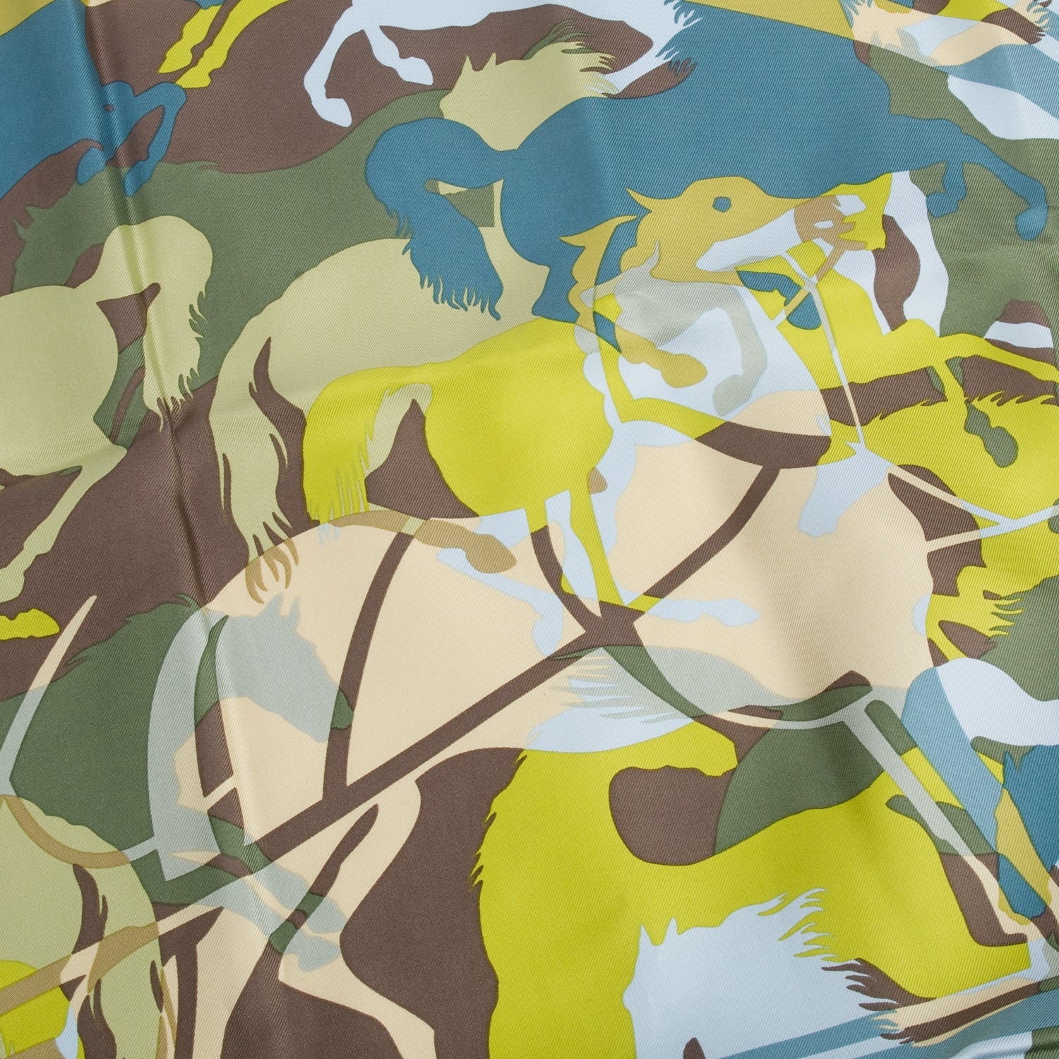 Hermes Multicolor 'Ex Libris en Camouflage' Silk Scarf 90