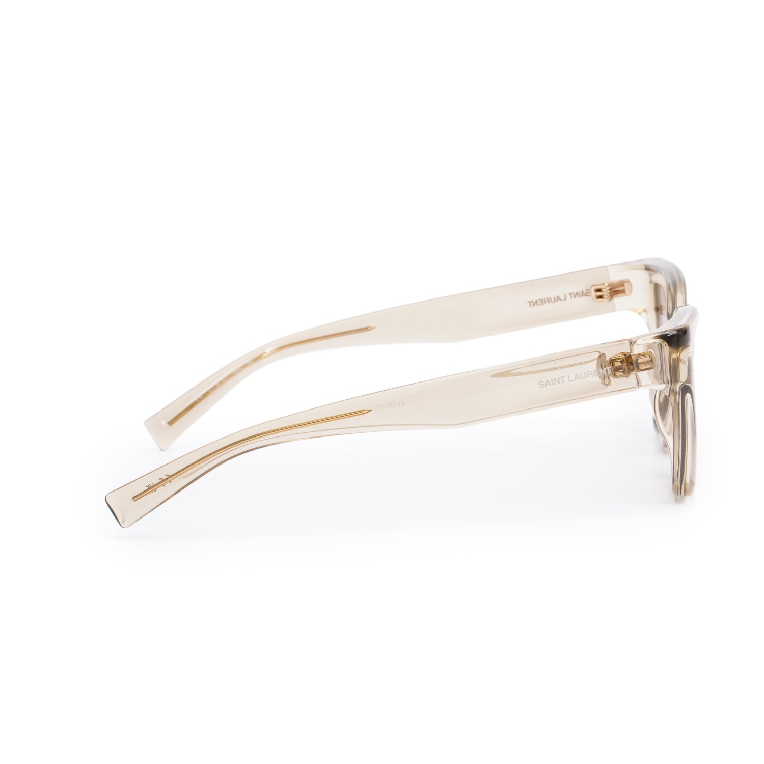 Saint Laurent Neutral Transparent Acetate Square Sunglasses w/ Case