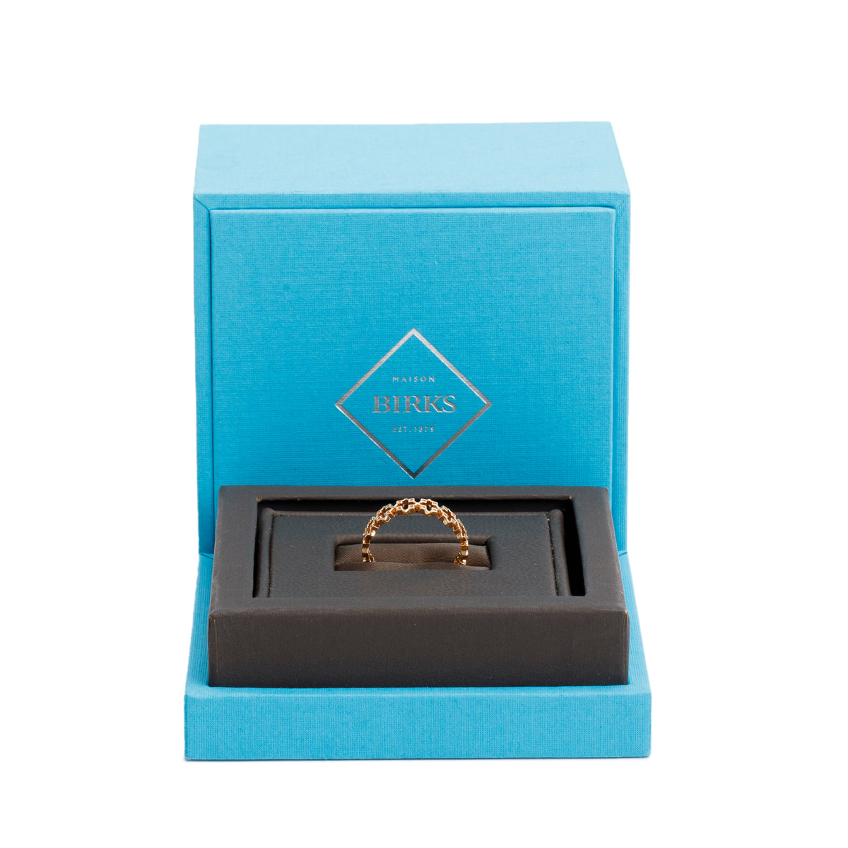 Birks 18k Rose Gold Iconic Stackable Muse Band Ring Size 7.25 w/ Box
