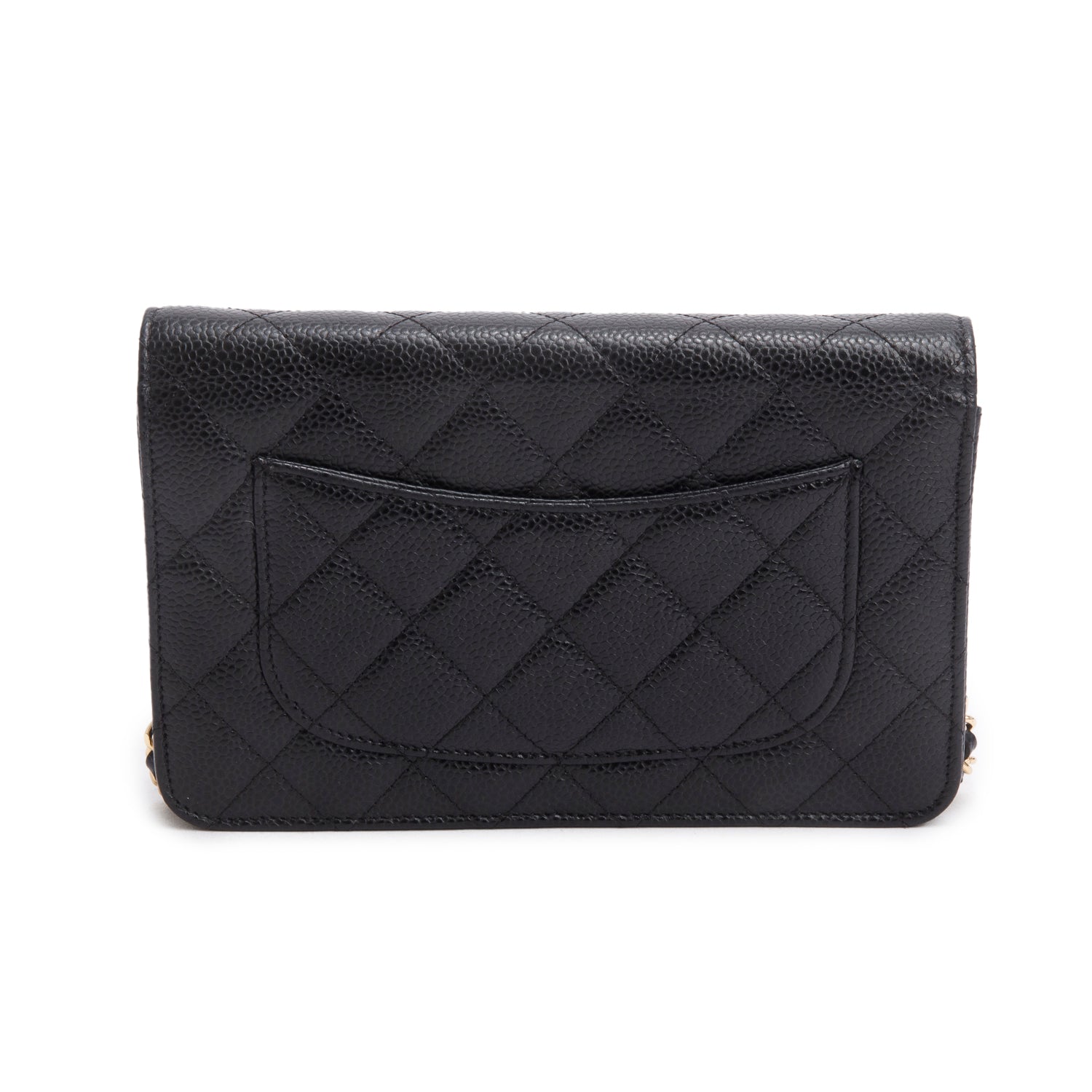 Chanel Black Quilted Caviar Leather Classic Wallet on Chain w/ Box, Receipt & Athenticity Card