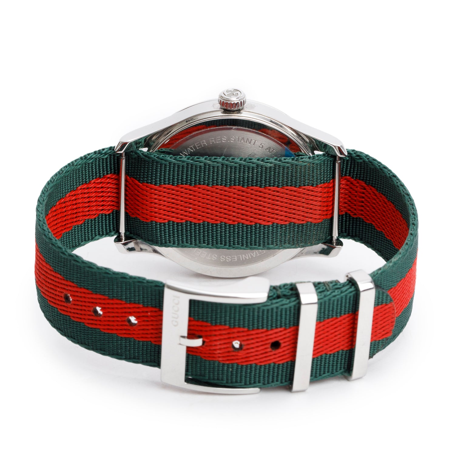 Gucci Stainless Steel G-Timeless Web Bee 38 MM Quartz Watch w/ Box