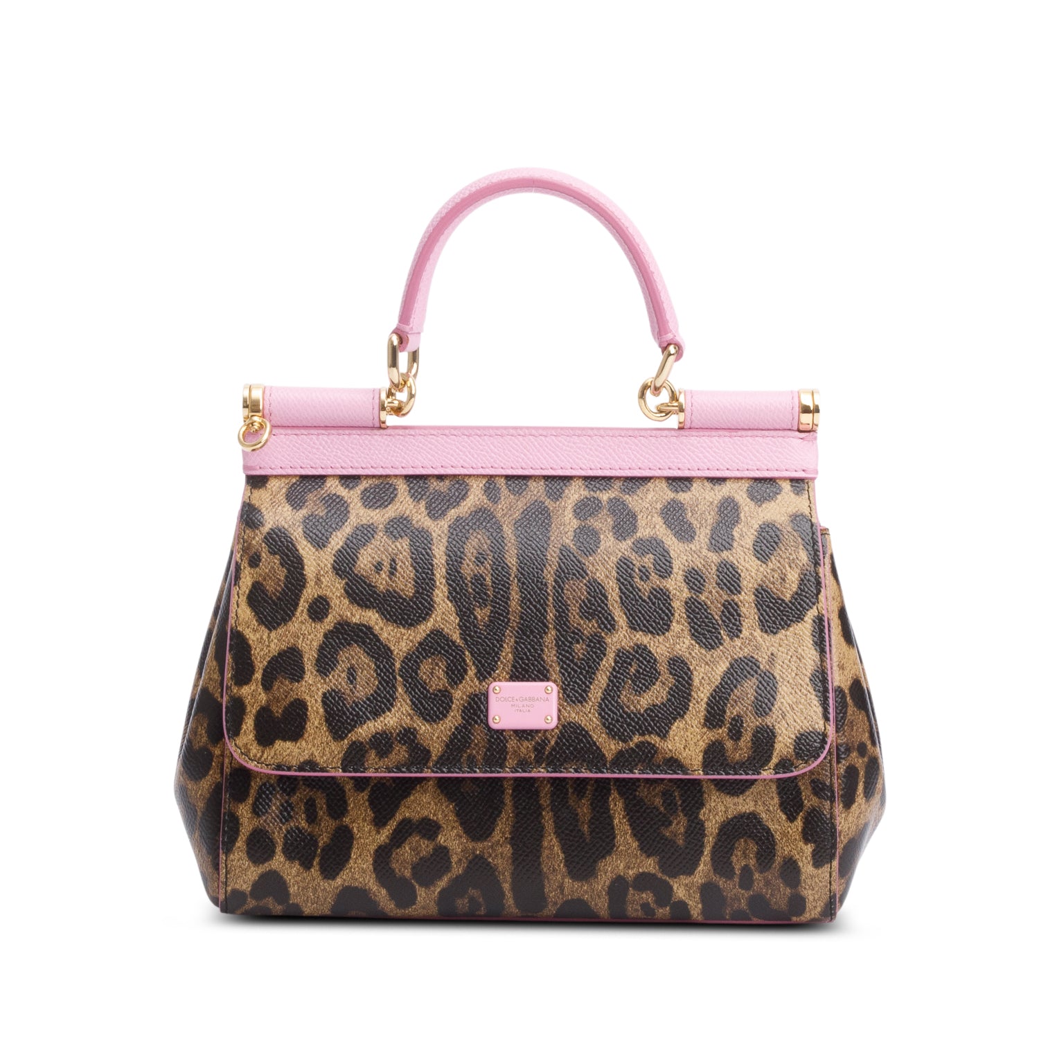 Dolce & Gabbana Dauphine Leopard Print Small Miss Sicily Satchel w/ Strap