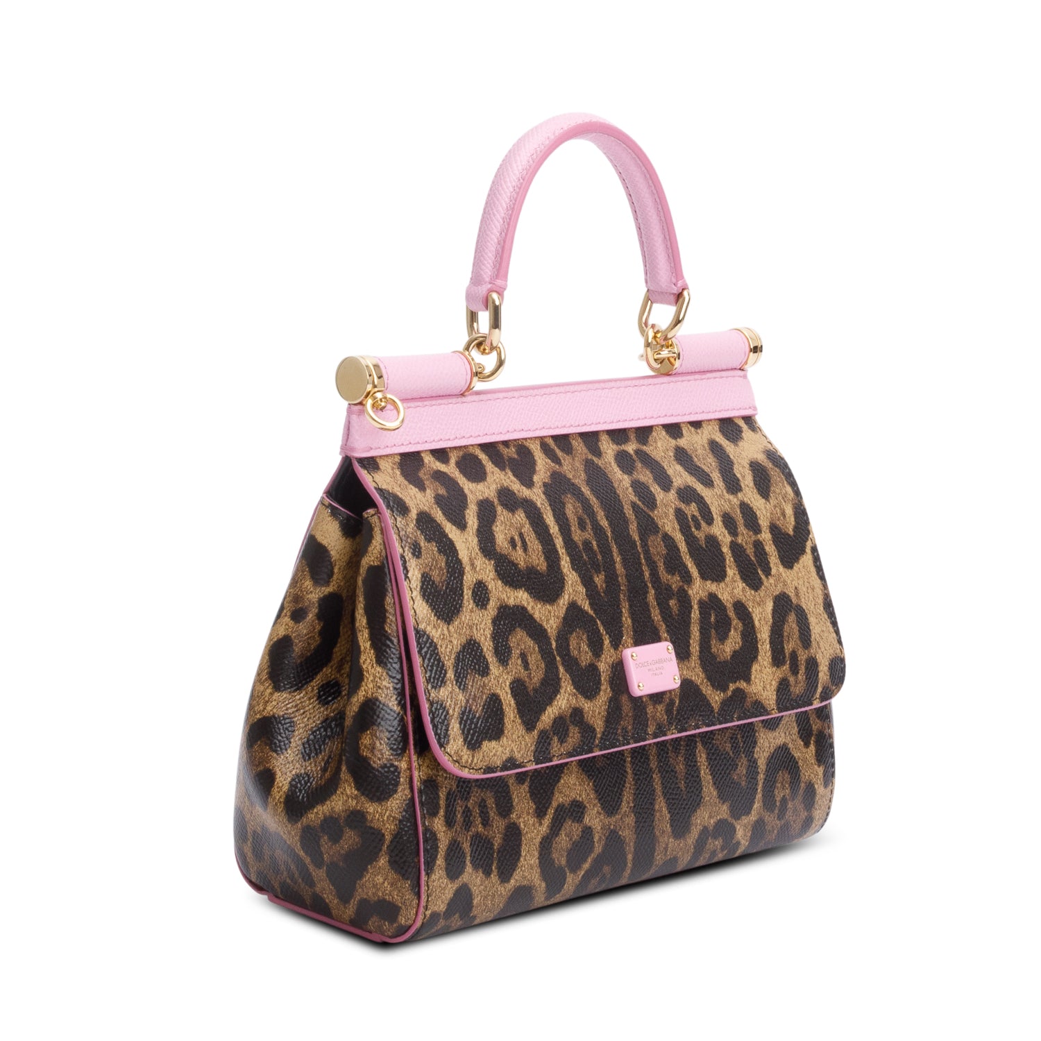 Dolce & Gabbana Dauphine Leopard Print Small Miss Sicily Satchel w/ Strap