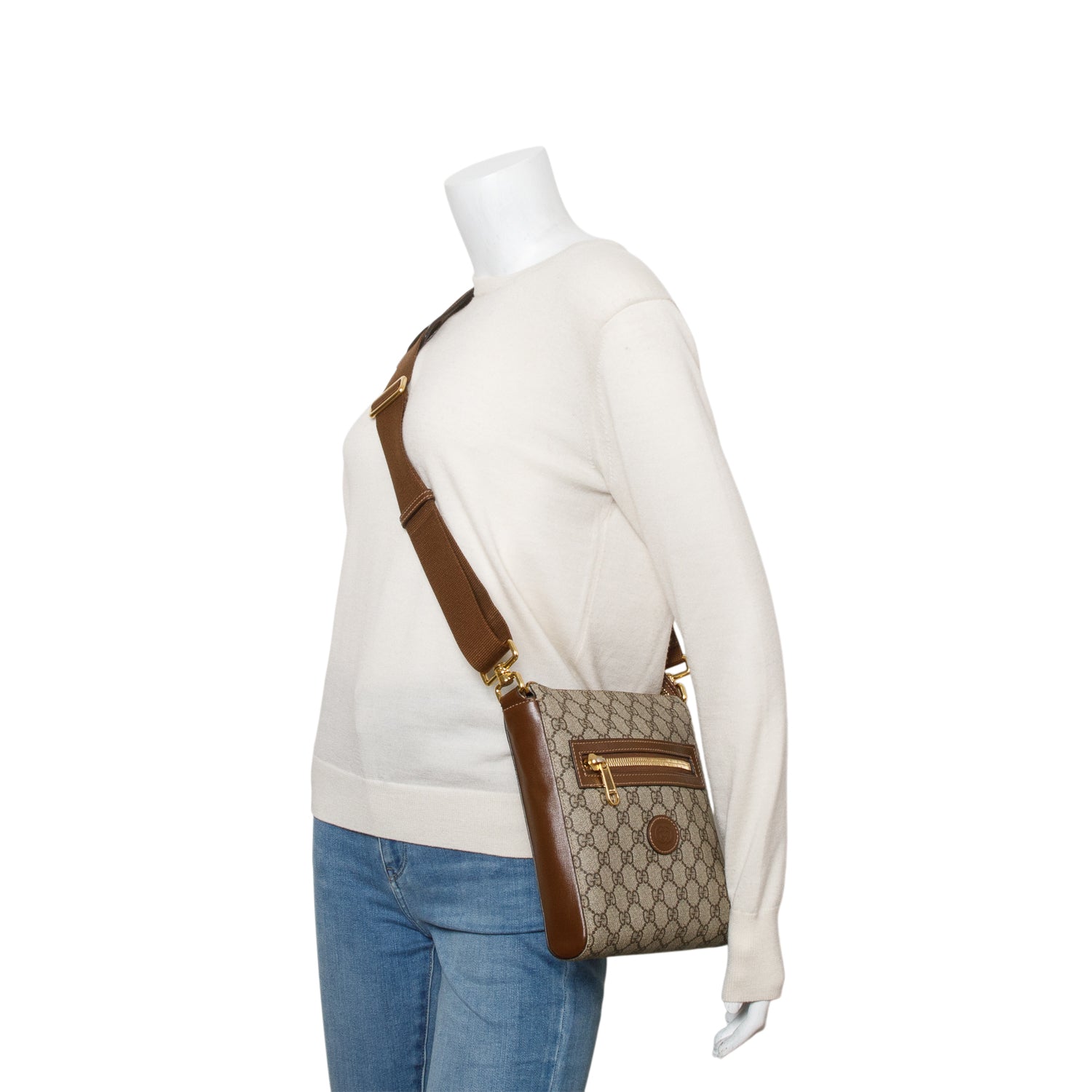 Gucci GG Supreme Monogram Azalea Calfskin Retro Interlocking G Messenger Bag