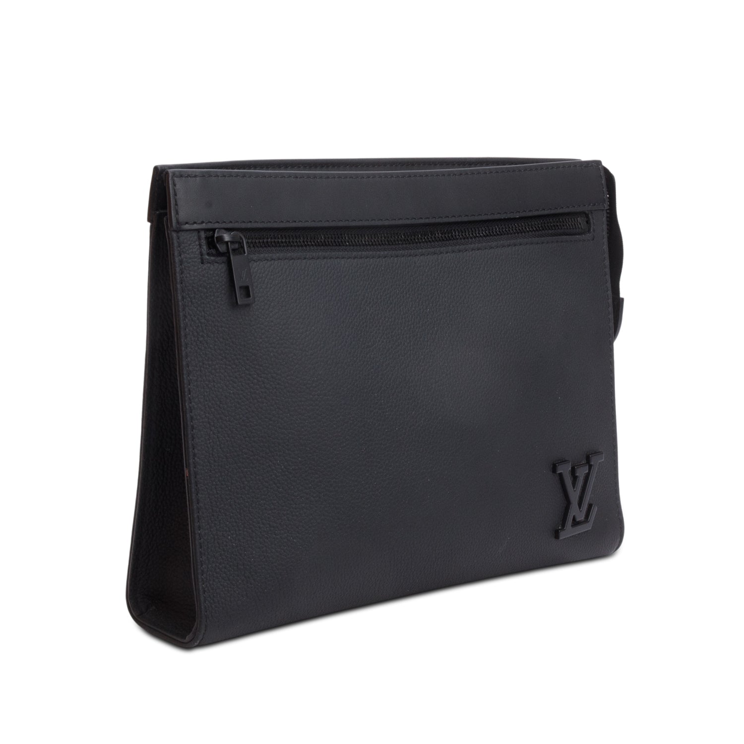 Louis Vuitton Black LV Aerogram Calfskin Leather Messenger Voyage w/ Box