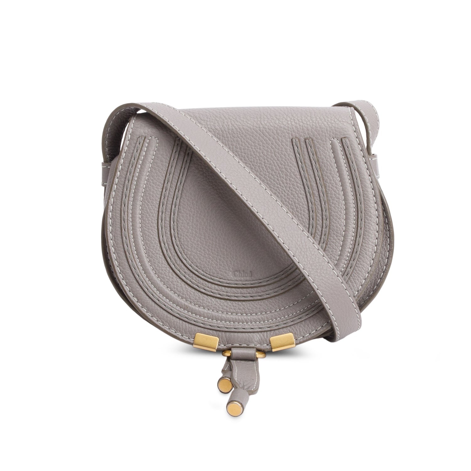Chloe Grey Calfskin Mini Marcie Round Crossbody Bag
