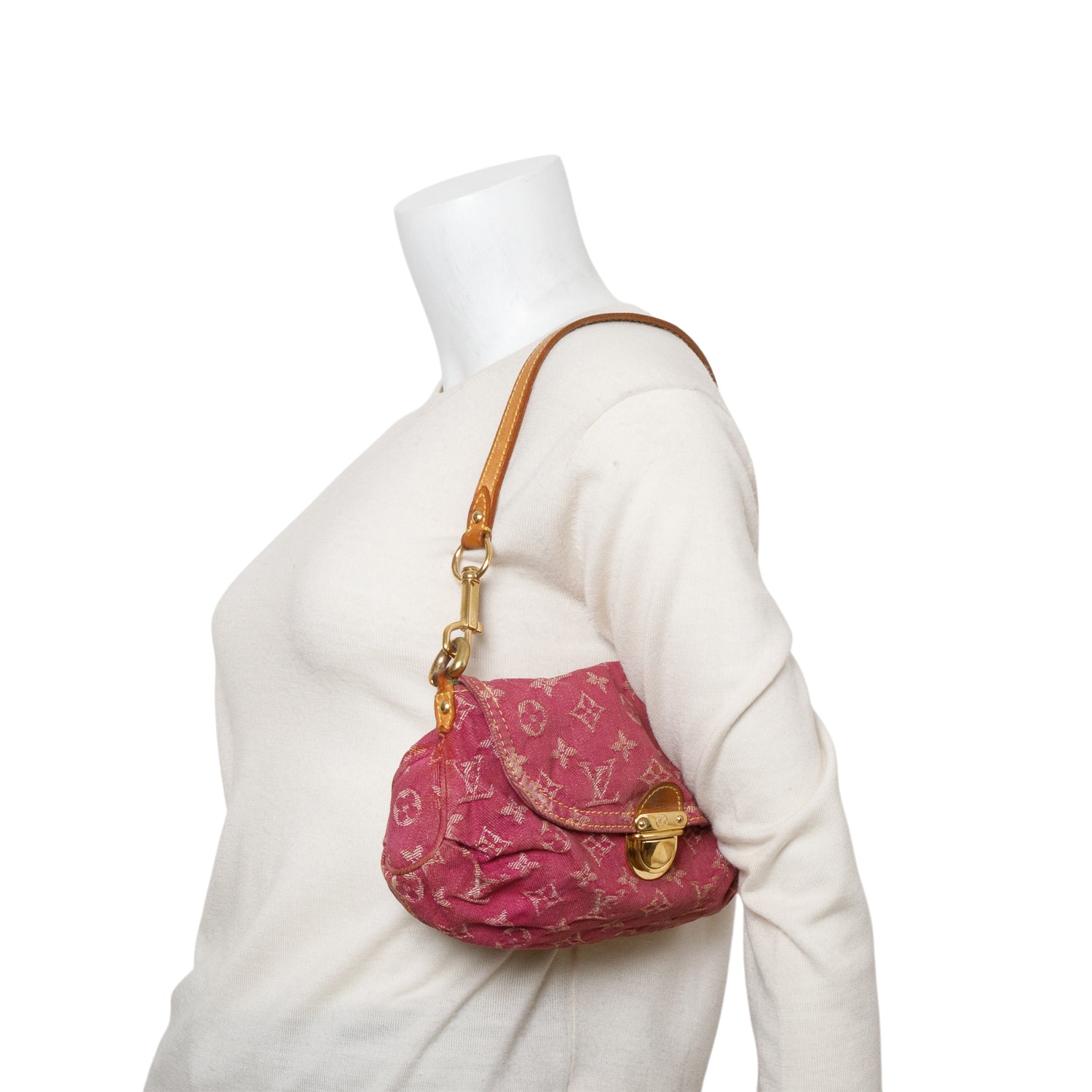 Louis Vuitton Pink Monogram Denim Mini Pleaty