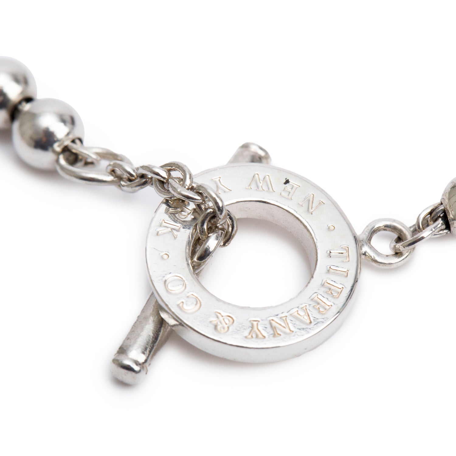 Tiffany & Co. Sterling Silver 4 MM Mini Bead Toggle Bracelet